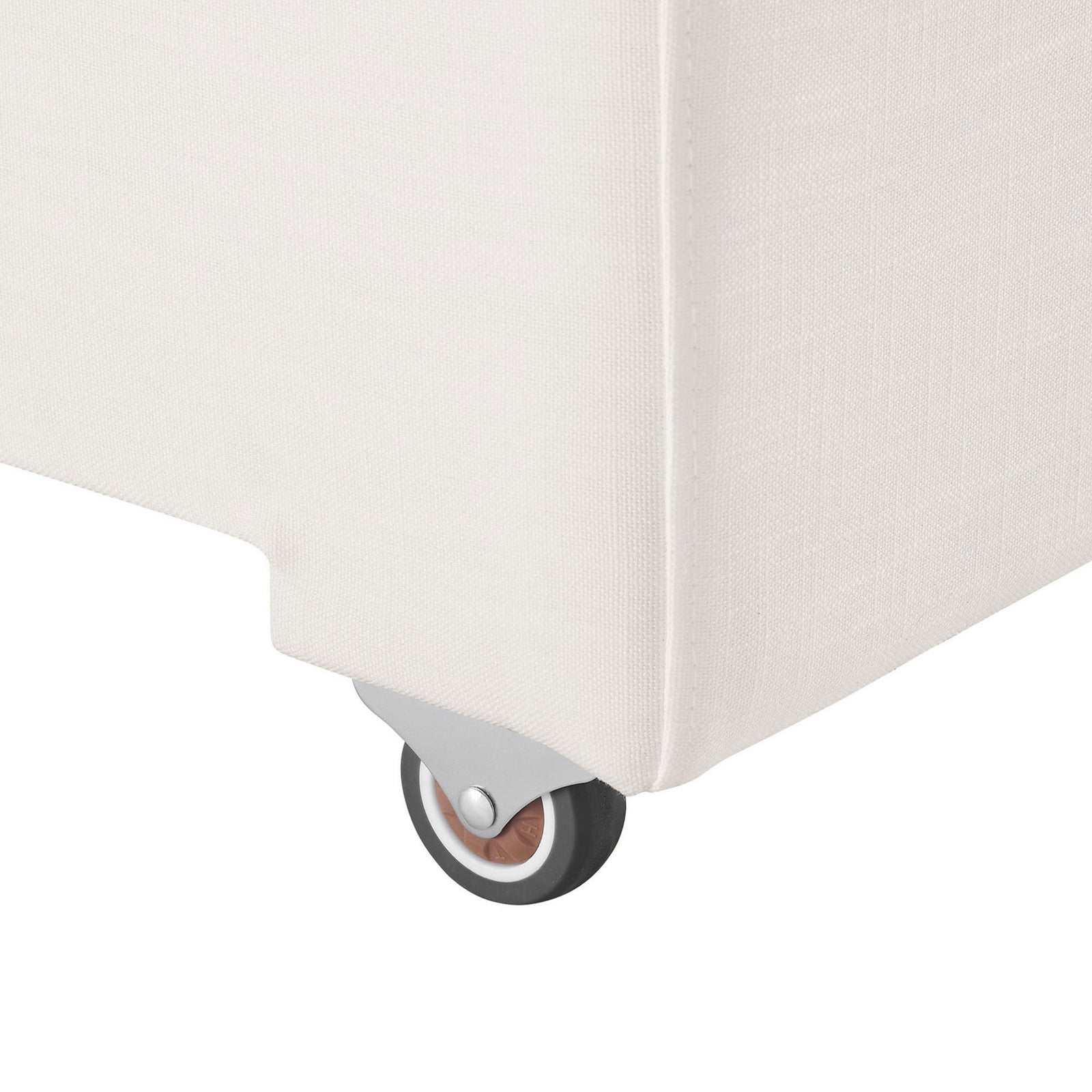 Durable caster wheel at the base of the sleeper sofa for smooth pull-out bed movement || EEI-7080-PUW || leg_studio