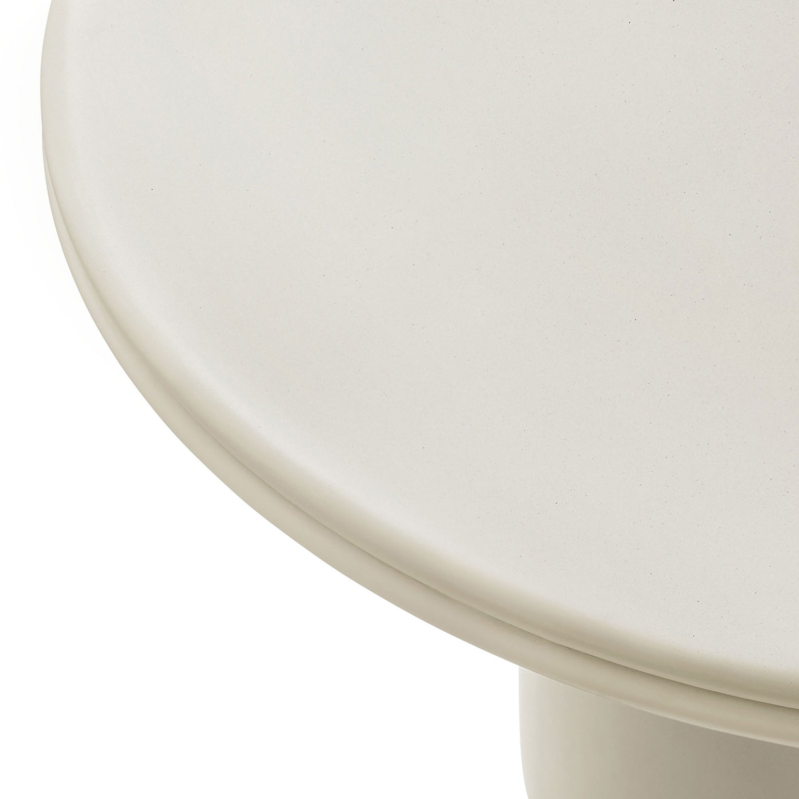 White concrete tabletop highlighting refined texture and sculpted double lip edge || EEI-7087-WHI || detail_studio