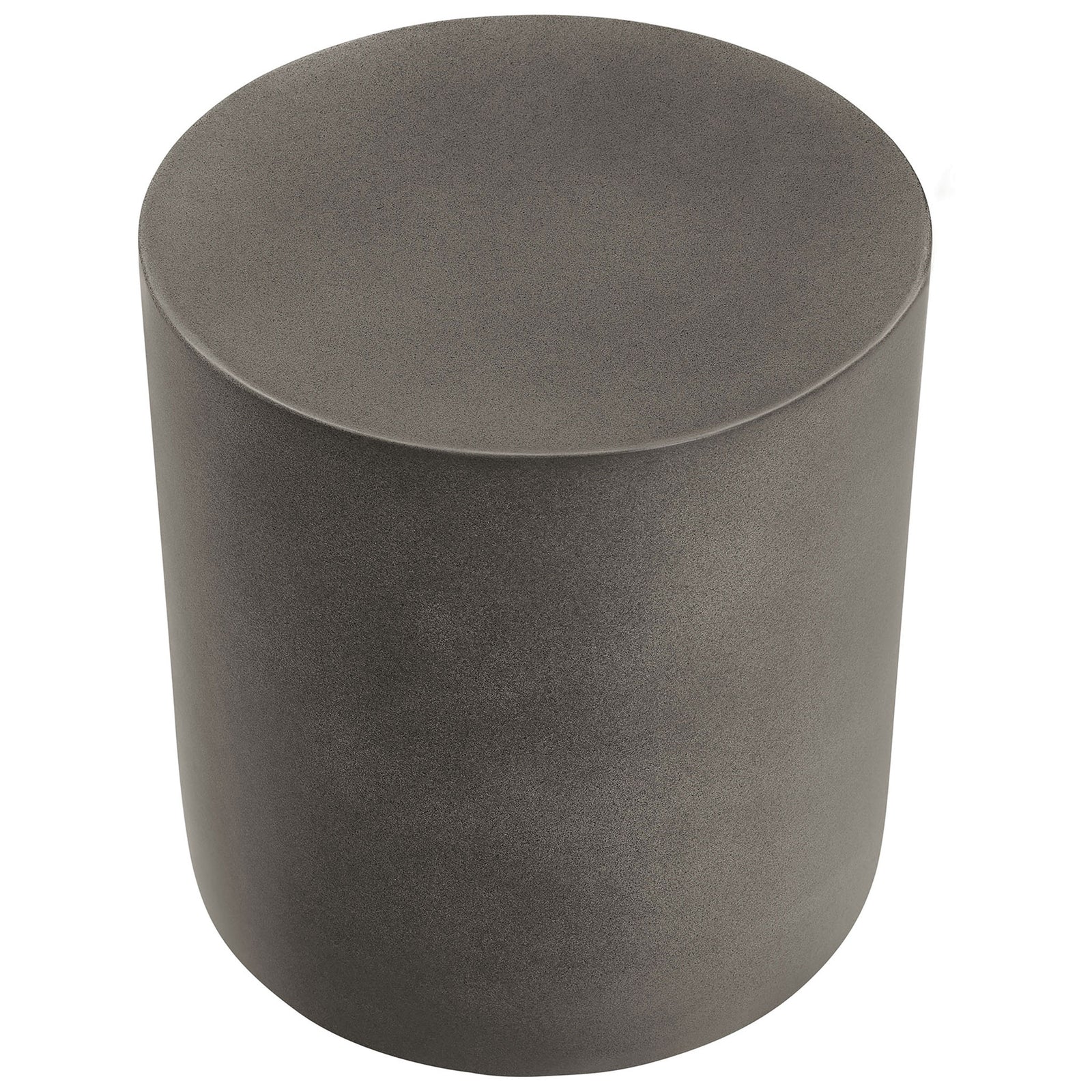 Gray concrete stool with spacious circular top that doubles as a minimalist side table || EEI-7088-GRY || top_angle_studio