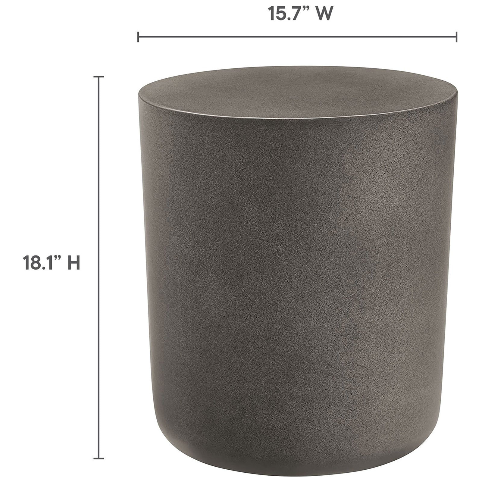 Dimension view of the Brion gray concrete stool showing height and width for easy space planning || EEI-7088-GRY || dimension_studio
