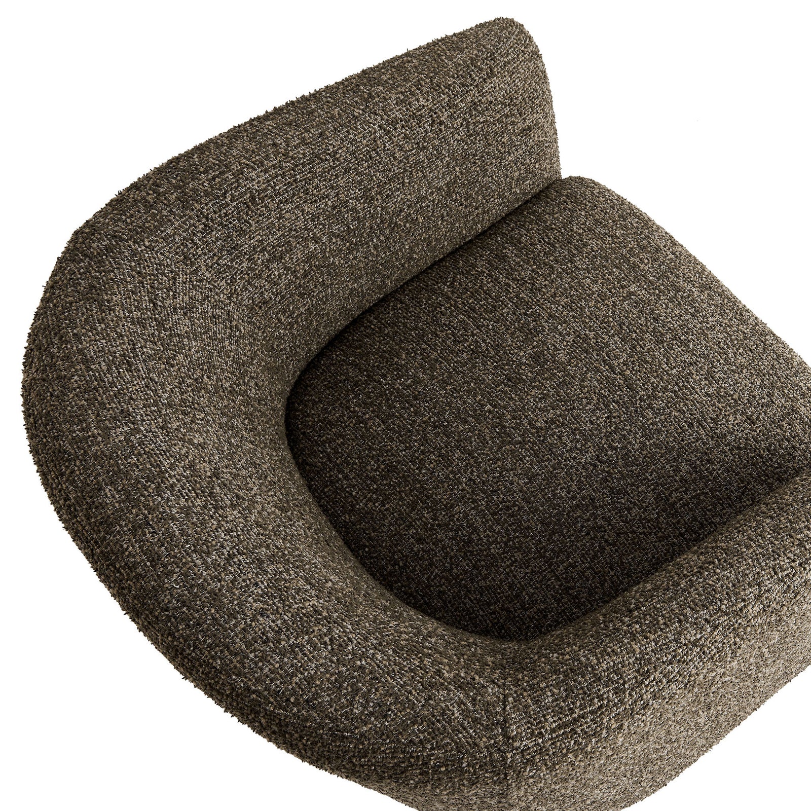 Rounded back and generous seat cradle you in comfort with tactile boucle texture || EEI-7100-ATQ || detail_studio