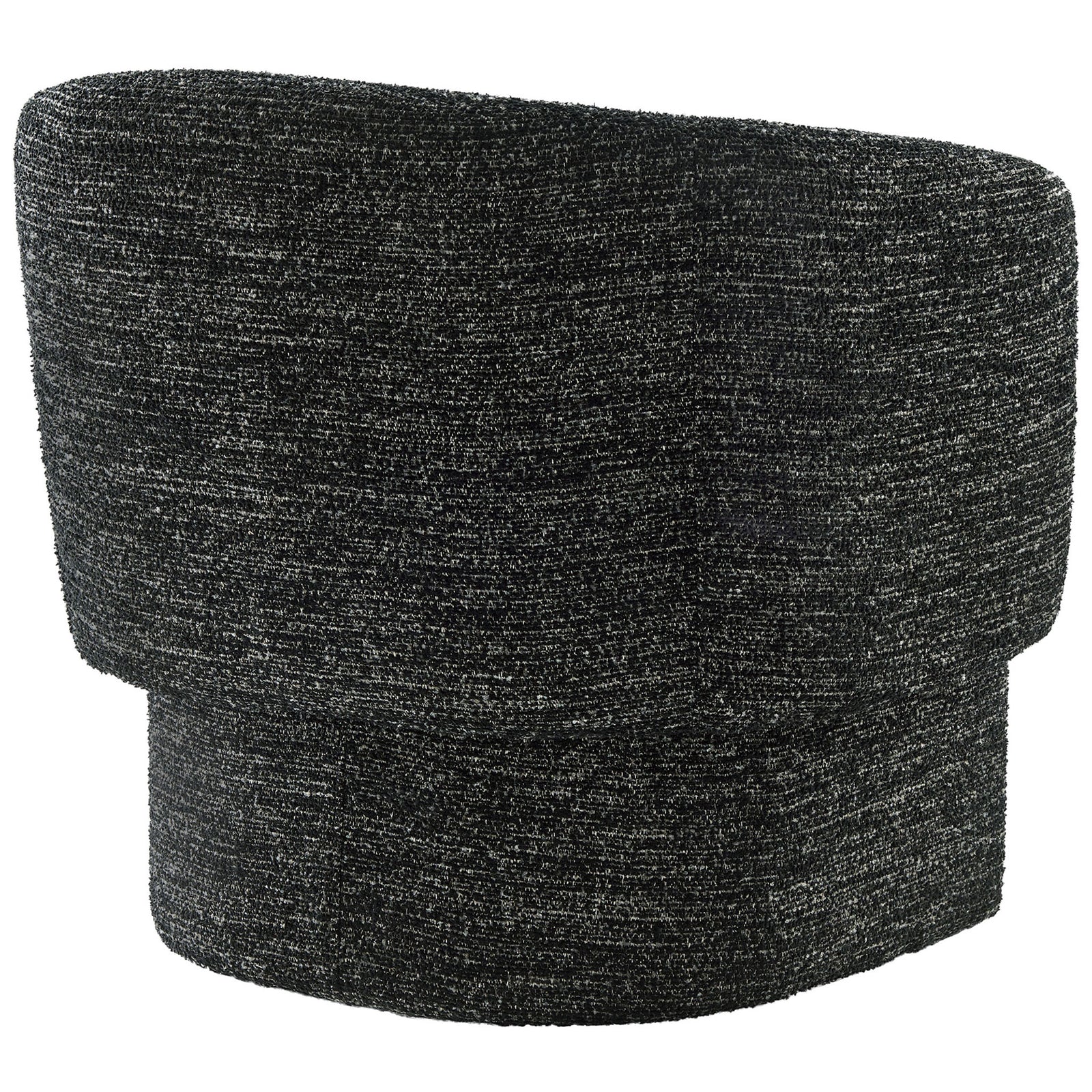 Continuous boucle upholstery with smooth rounded back and clean pedestal-style base || EEI-7100-CHA || back_studio