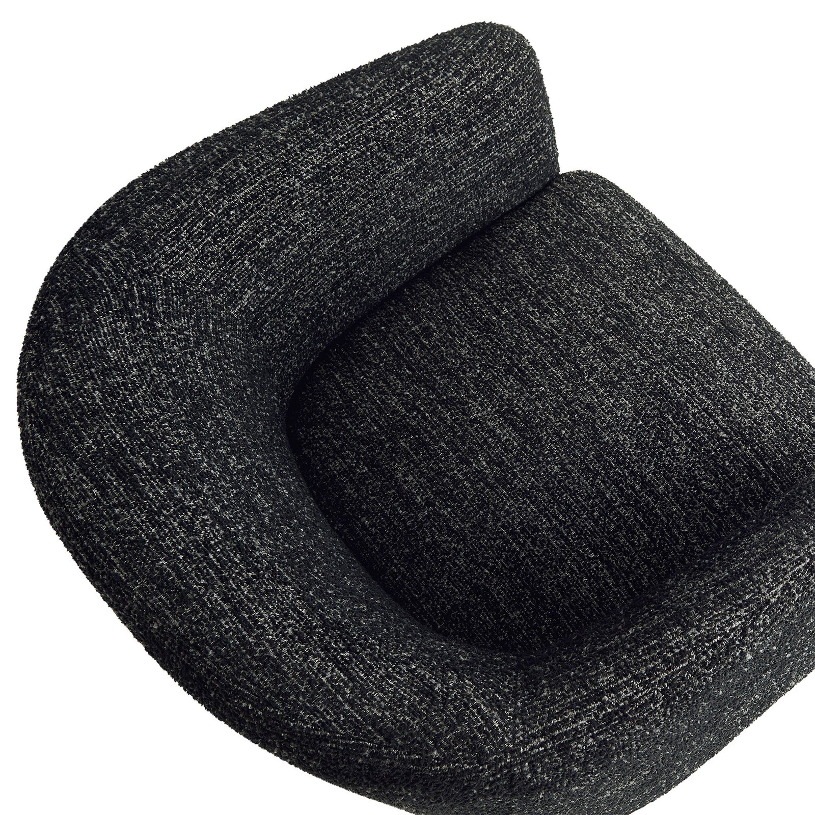 Soft brushed boucle texture and rounded seat contour for cozy, supportive comfort || EEI-7100-CHA || detail_studio