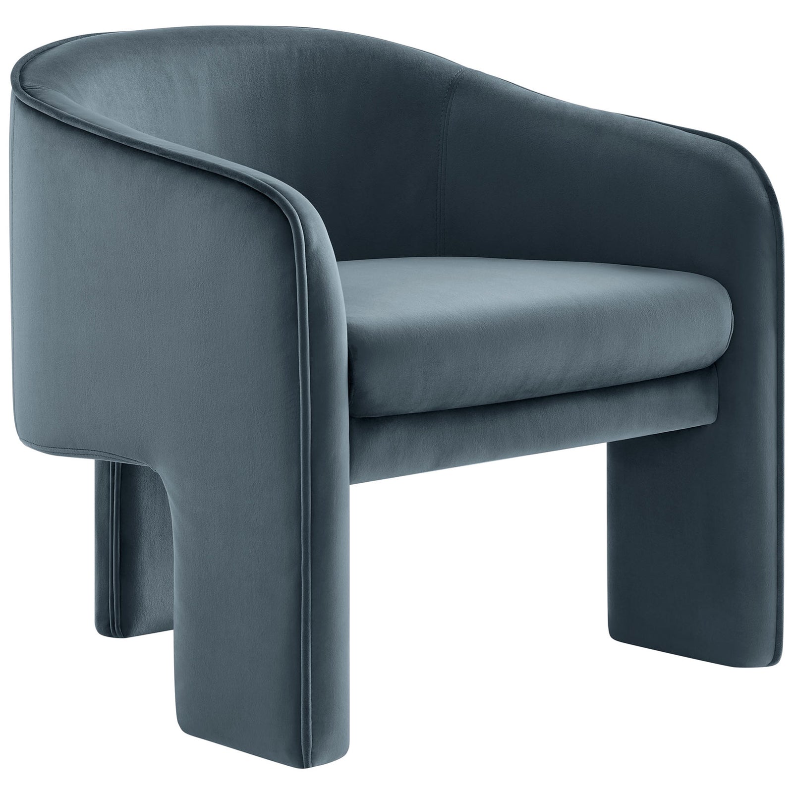 Sculptural performance velvet armchair with cocooning curves and a bold center support for modern flair || EEI-7102-CAB || front_angle_studio