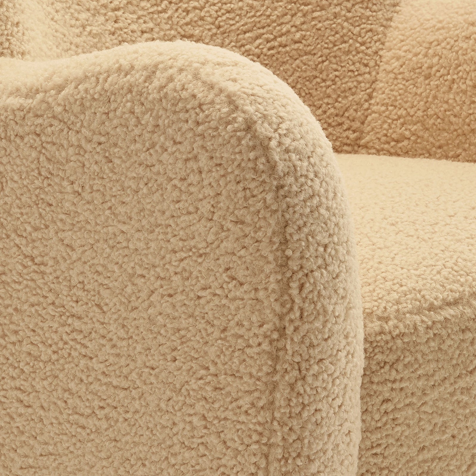Ultra-soft sherpa texture and rounded arm create a cozy, inviting feel. || EEI-7105-IVO-WAL || detail_studio