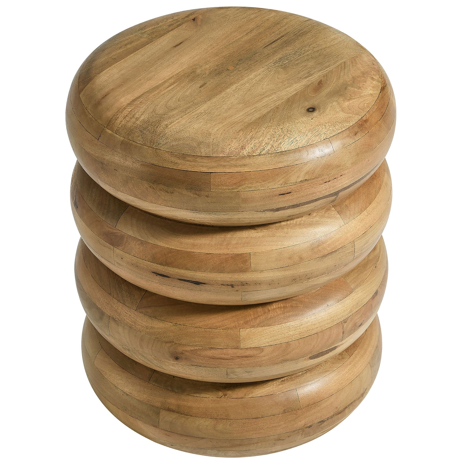 Round mango wood tabletop showcasing rich natural grain and smooth polished edges || EEI-7106-NAT || top_angle_studio