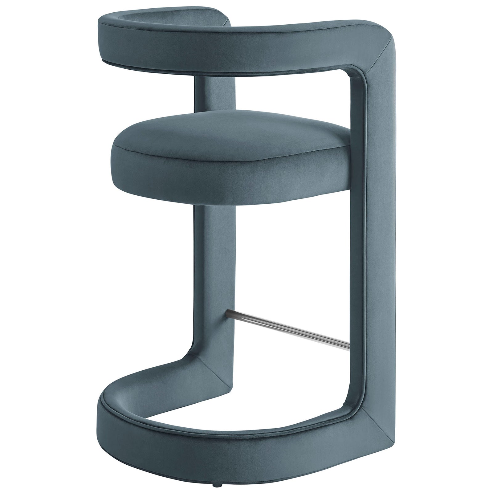 Open backrest flows into smooth armrests for a sculpted, modern counter stool design || EEI-7107-CAB || back_angle_studio