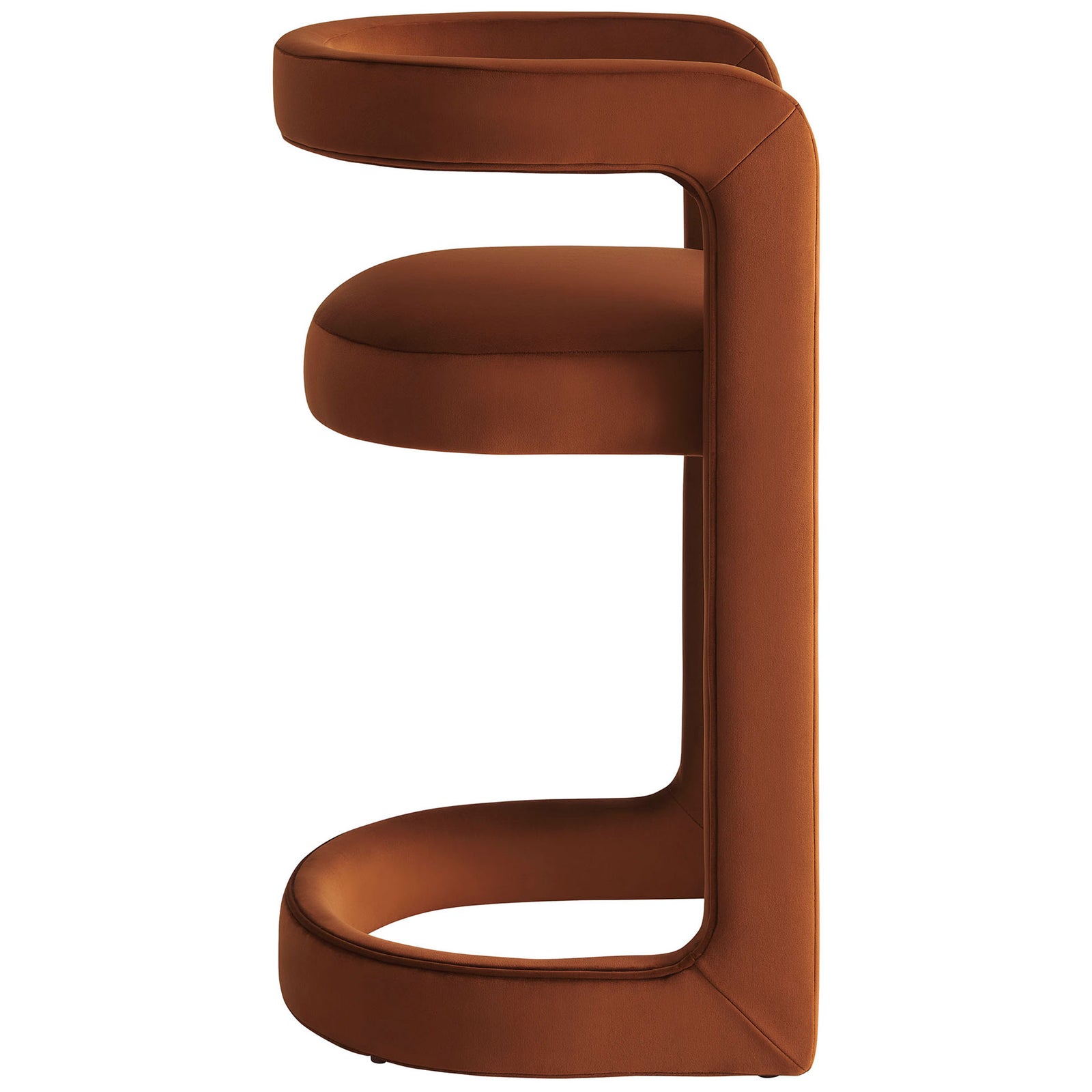 Sleek side profile highlights the continuous open back and plush, foam-padded seat || EEI-7107-RUS || side_studio