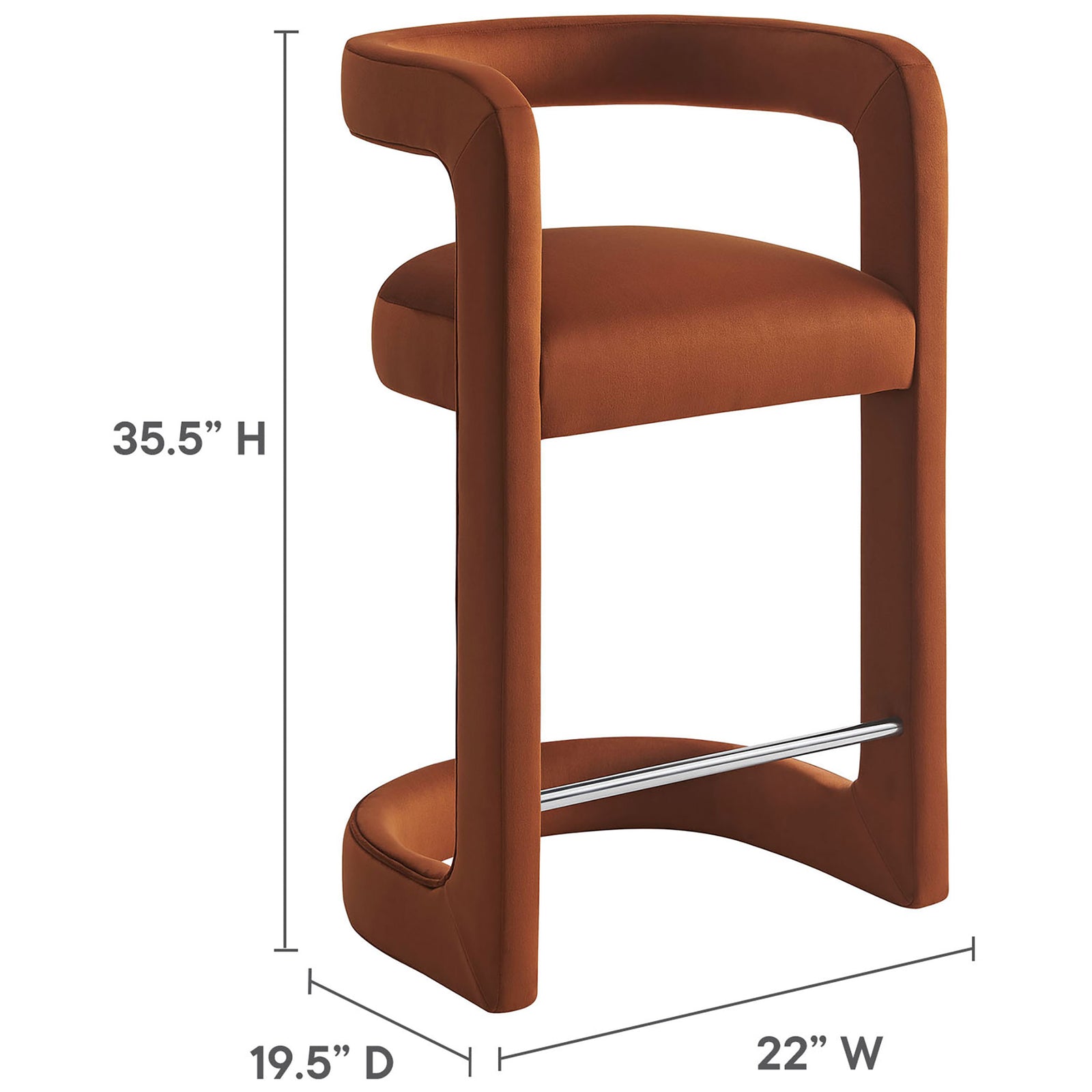Counter-height design with a contoured seat and supportive curved back || EEI-7107-RUS || dimension_studio