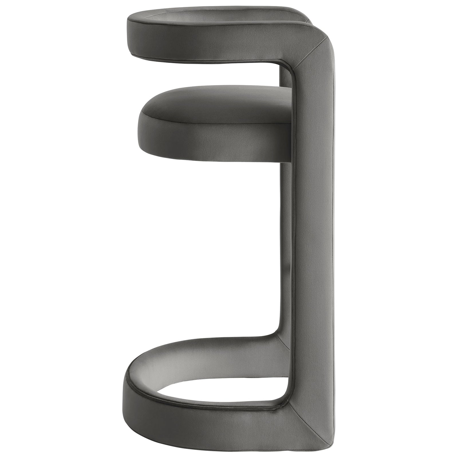 Continuous wrapped frame with thickly cushioned seat in performance velvet || EEI-7108-STG || side_studio