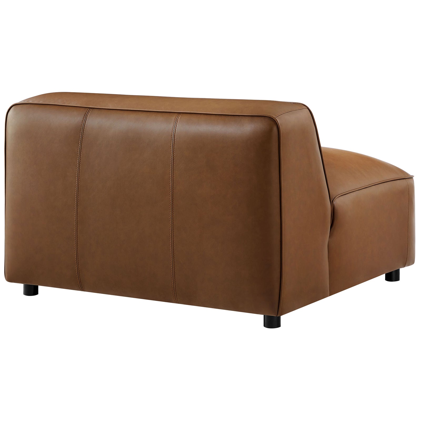Tailored back with refined stitched seams and softly rounded edges in durable vegan leather || EEI-7121-COF || back_angle_studio