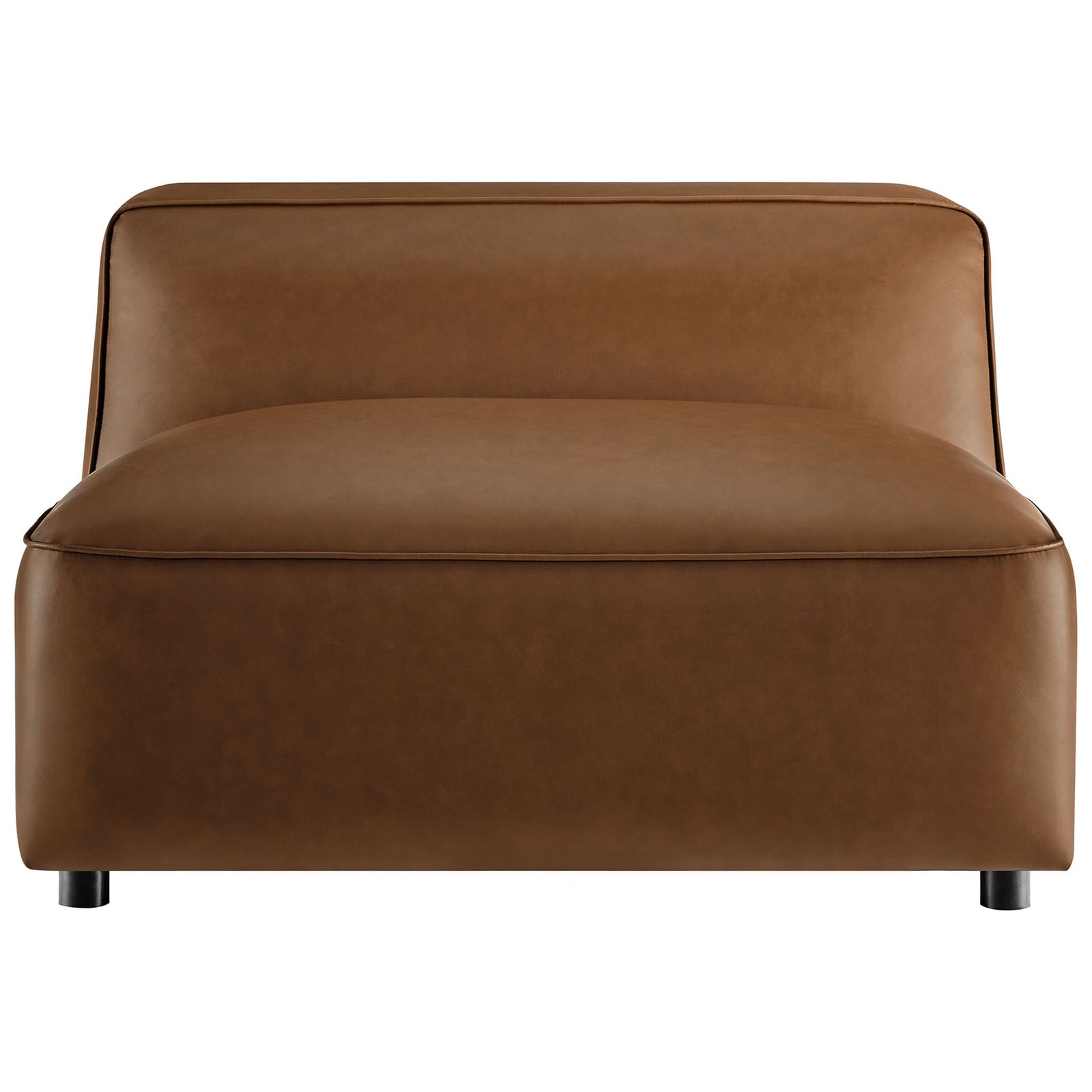 Deep, lounge-worthy seat and low backrest deliver modern comfort in rich coffee vegan leather || EEI-7121-COF || front_studio