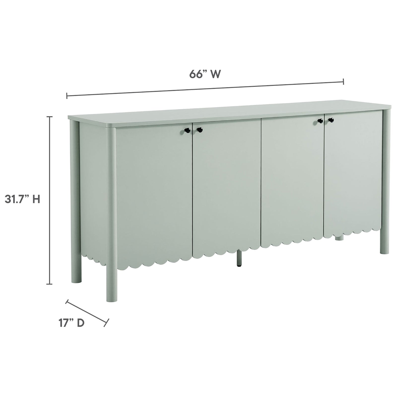 Dimension view of Emmeline sideboard showing overall width, height, and depth || EEI-7153-SGE || dimension_studio
