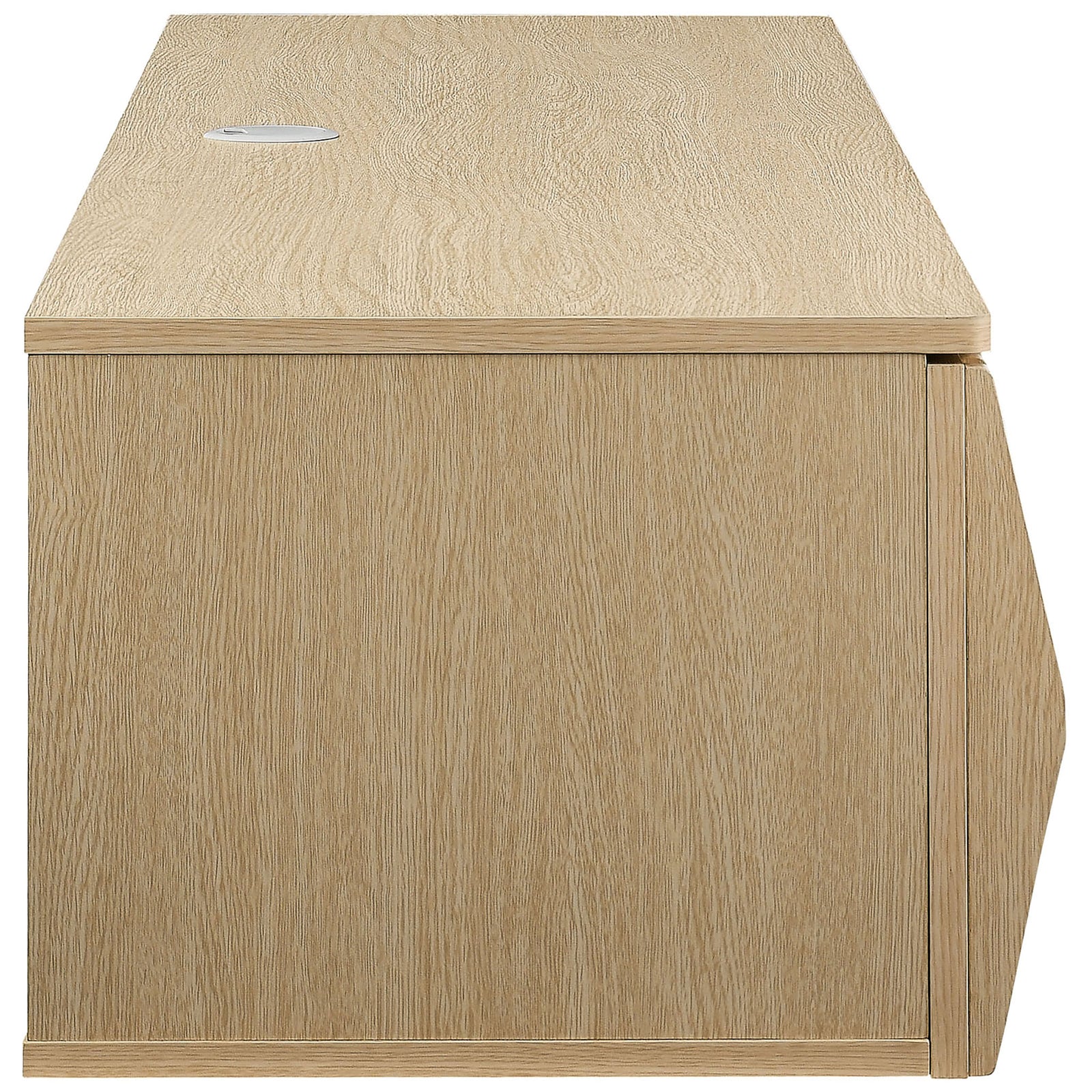 Ash media console with smooth wood grain top and deep profile for generous storage || EEI-7164-ASH || side_studio