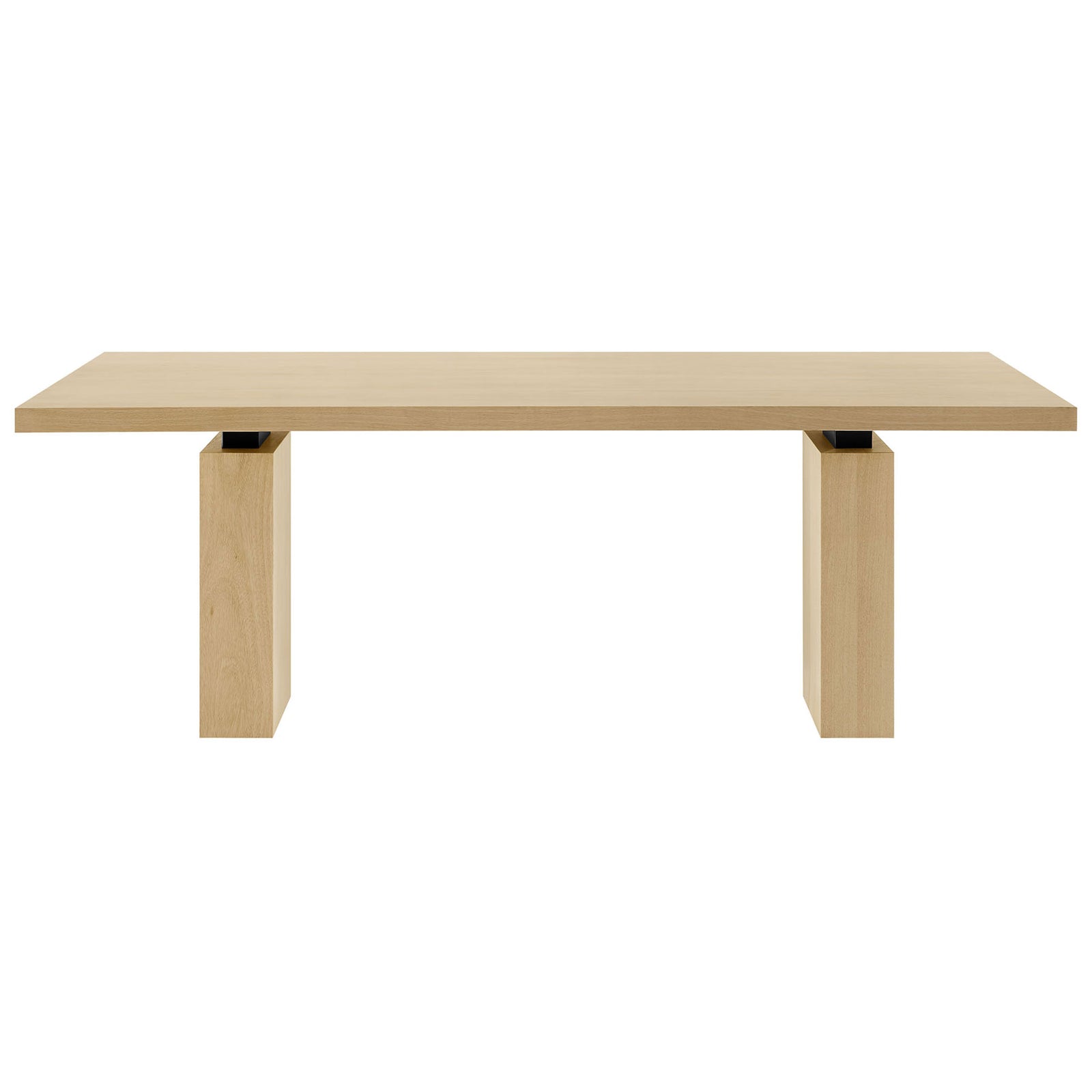 Spacious 82 inch natural wood dining table seats six to eight with clean, minimalist lines || EEI-7173-NAT || front_studio