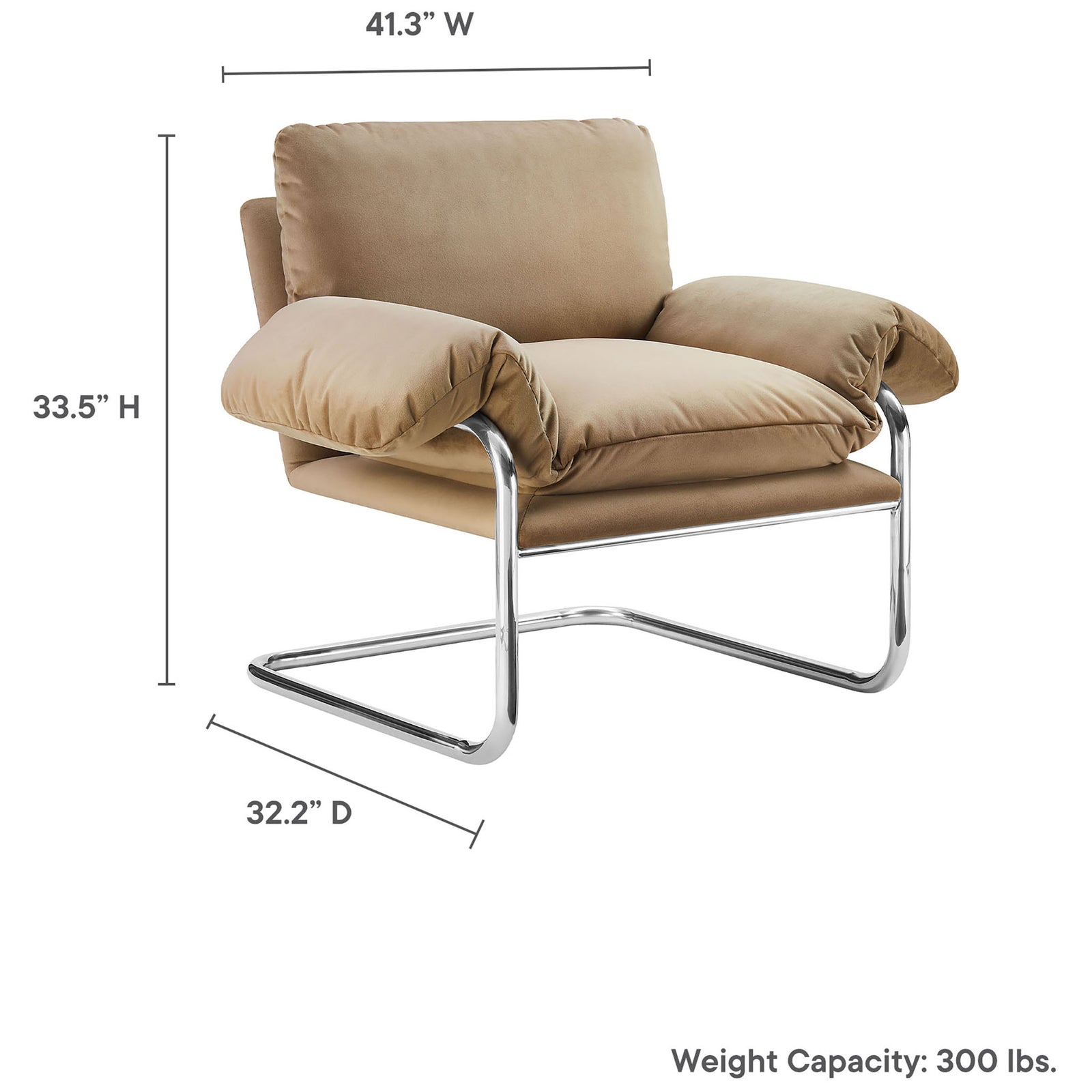 Spacious lounge chair with sturdy construction and a 300 lb capacity for everyday relaxation. || EEI-7181-TAU || dimension_studio