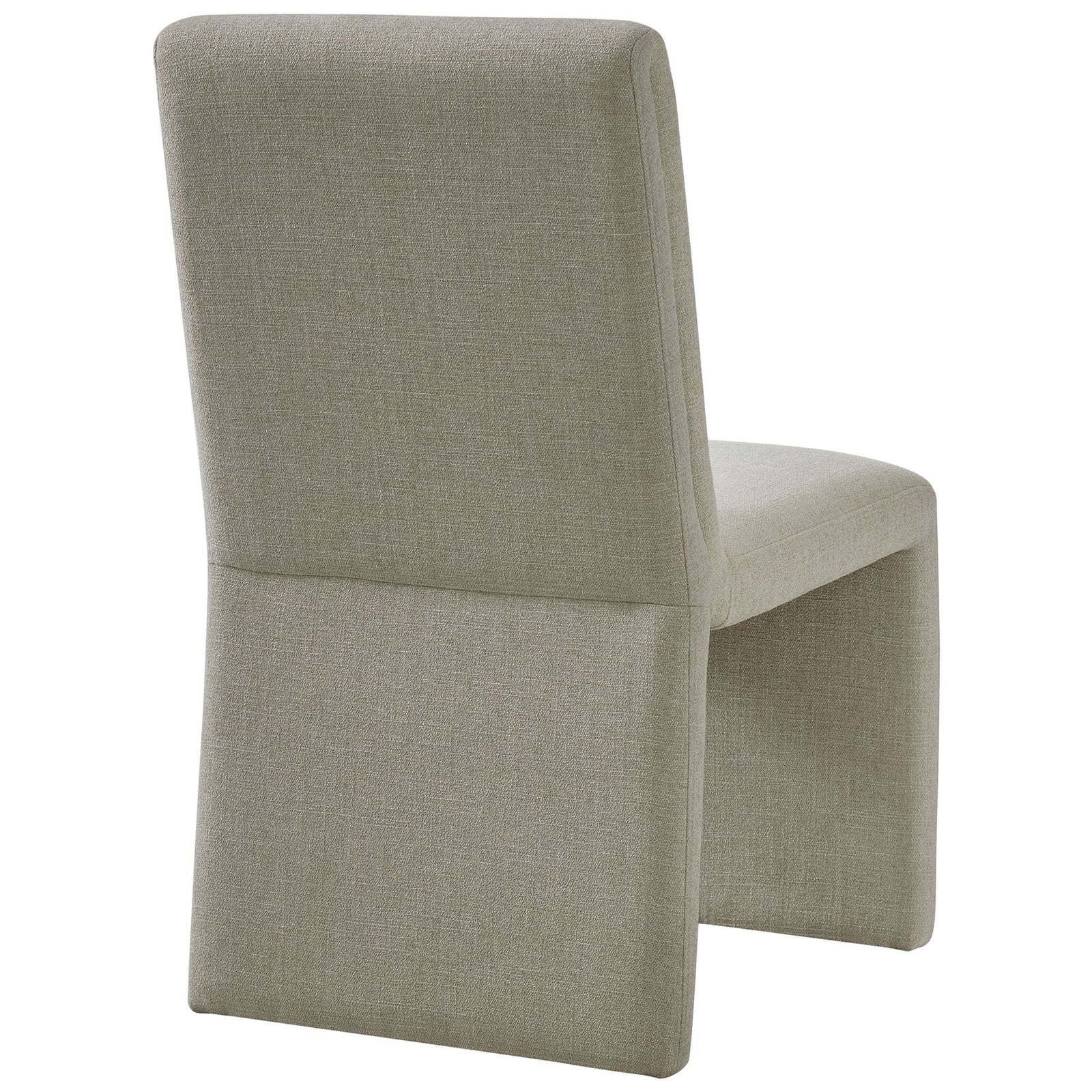 Fully upholstered dining chair showcasing the clean back panel and tailored seams || EEI-7185-LIN || back_angle_studio
