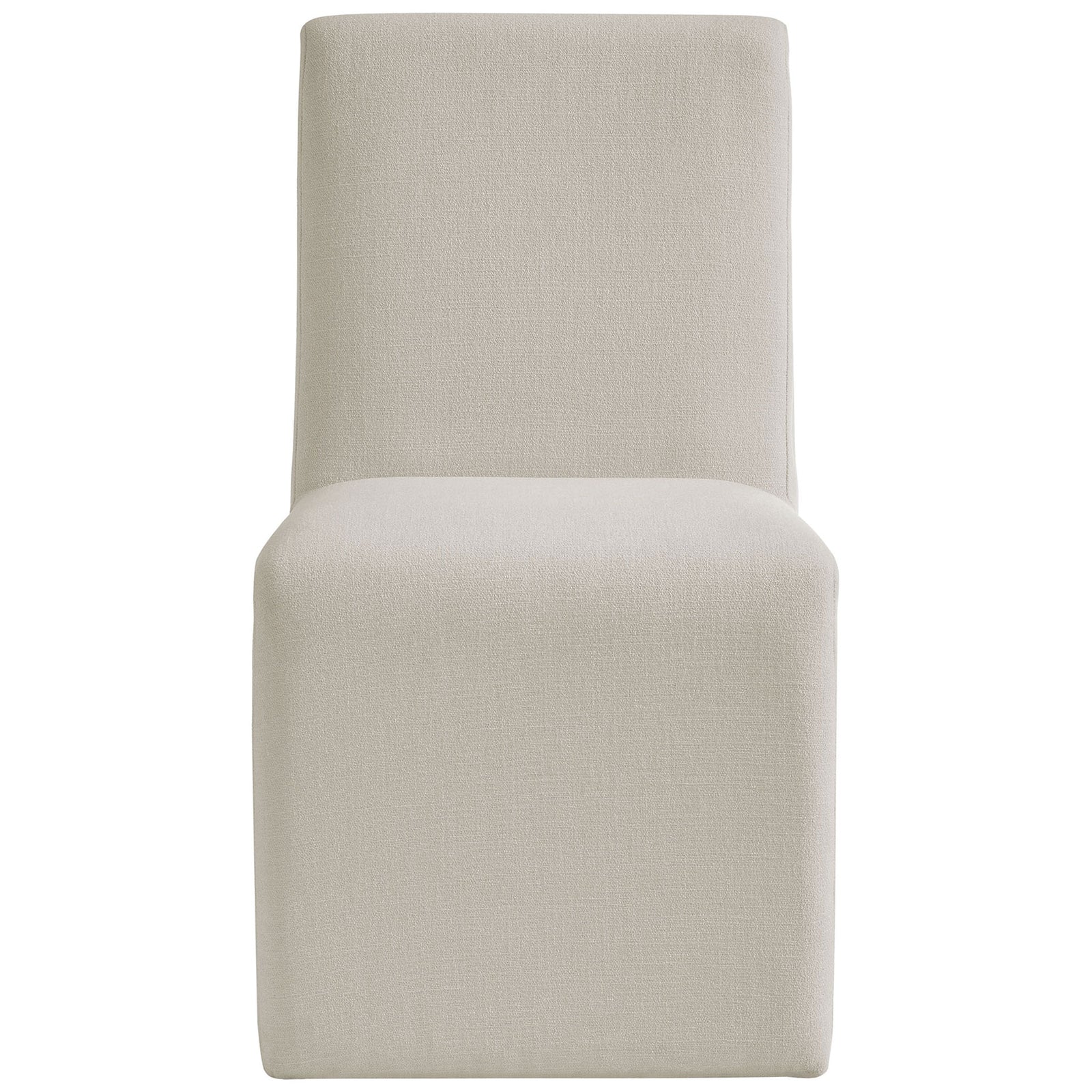 Emory salt dining chair with armless silhouette, generous backrest and fully upholstered folded base || EEI-7185-SAL || front_studio
