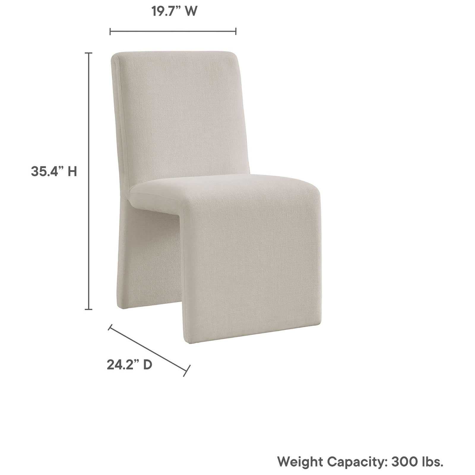 Dimensions of the Emory salt dining chair with compact footprint and 300 lb weight capacity || EEI-7185-SAL || dimension_studio