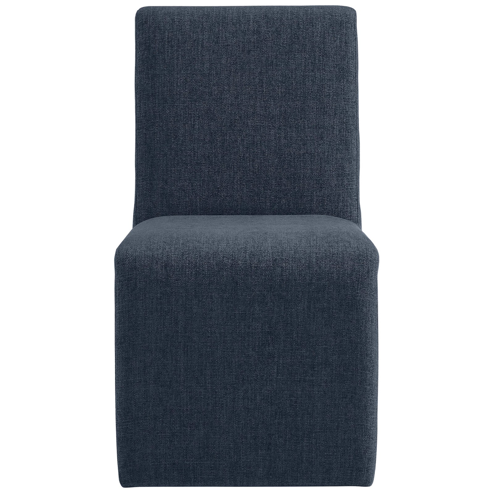 Slim armless Emory fabric dining chair in slate blue for a chic, space-saving seating accent || EEI-7185-SLB || front_studio