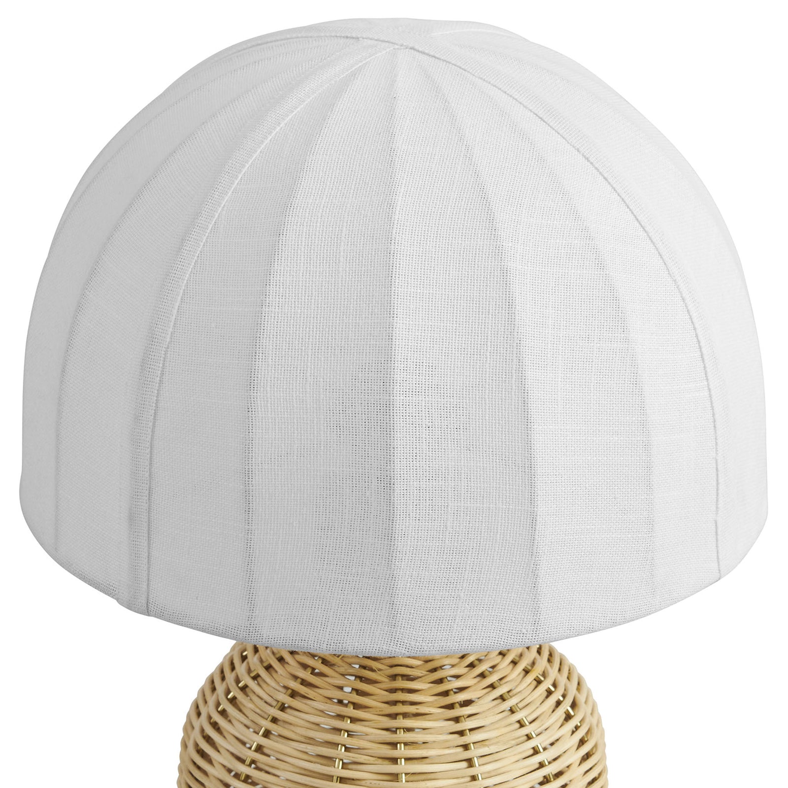 Fabric dome shade features stitched panels and texture for gently diffused table lamp light || EEI-7186-WHI-NAT || shade_studio