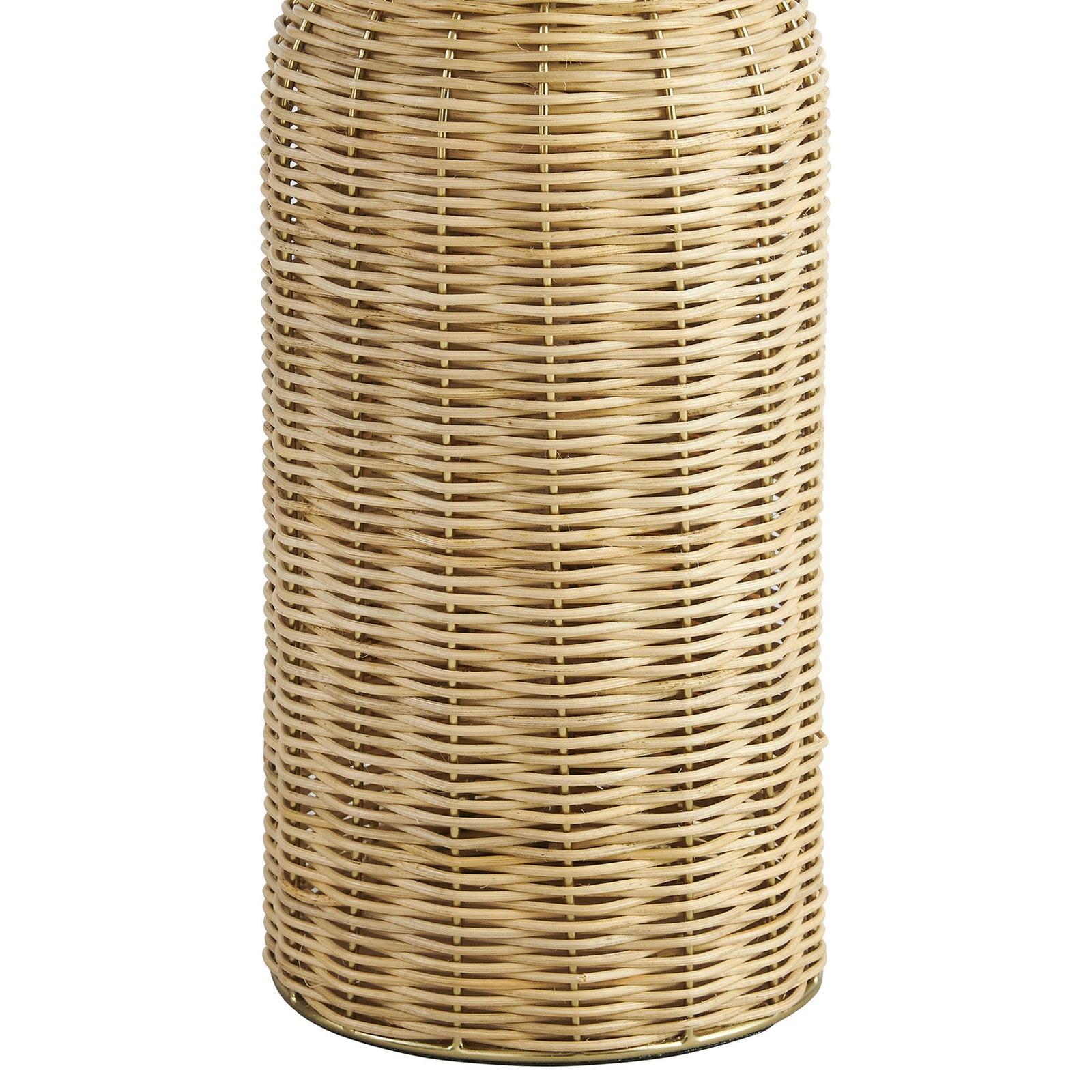 Rounded rattan lamp base highlighting the smooth cylindrical form and uniform weave || EEI-7191-NAT || detail_studio
