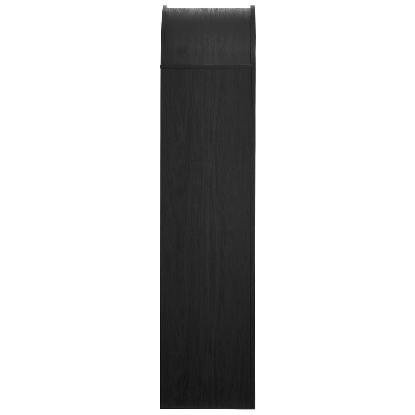 Streamlined black wood-grain sides frame the narrow arched silhouette and stable base || EEI-7201-BLK-OAK || side_studio