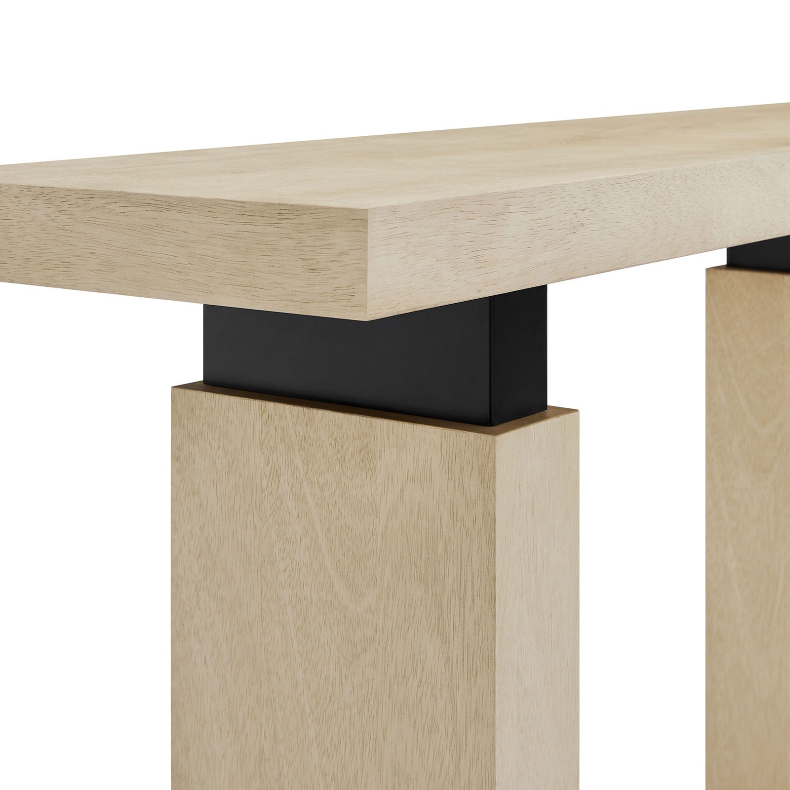 Thick wood top and matte black support highlight the rich natural grain || EEI-7209-NAT || detail_studio