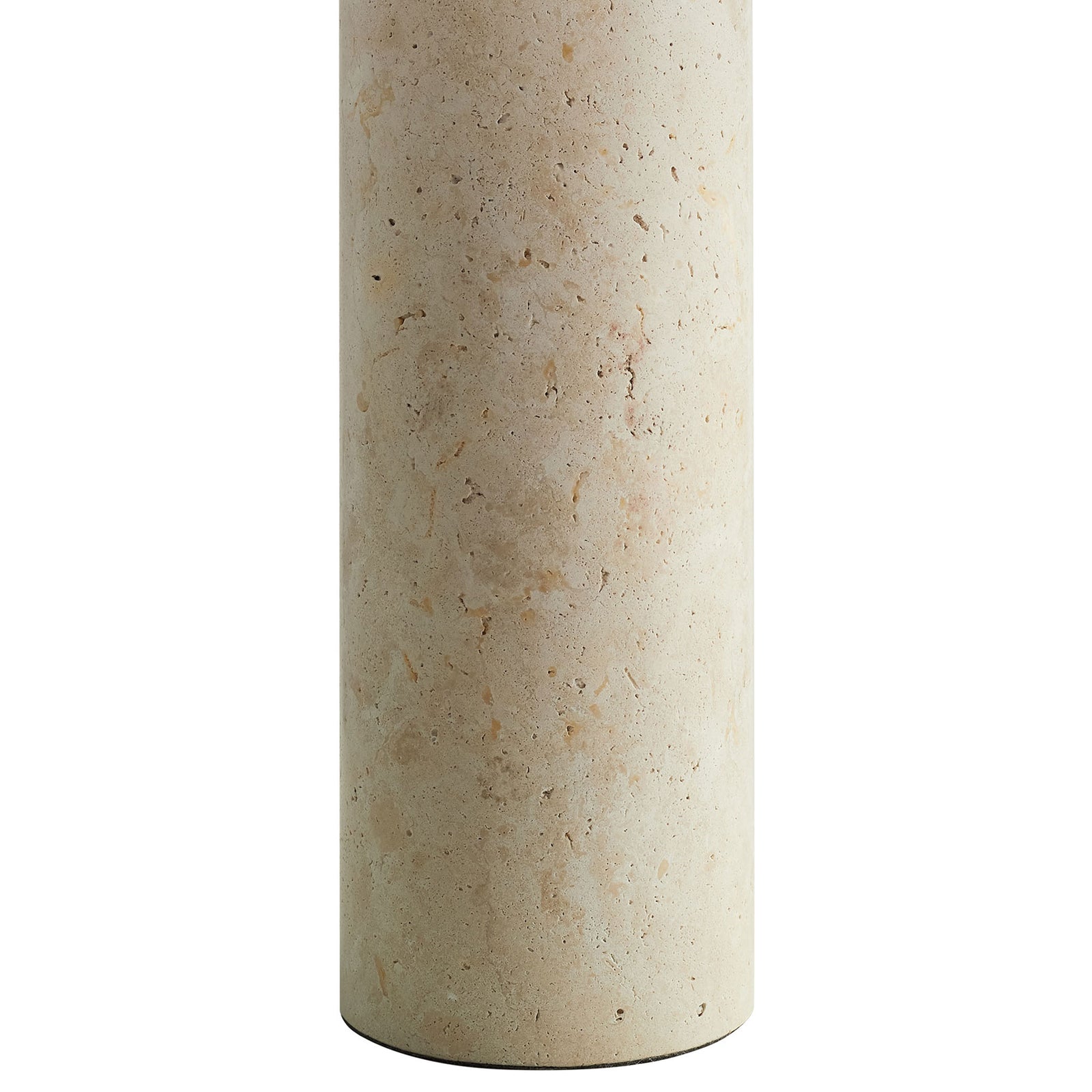 Natural travertine lamp base highlighting subtle beige tones and organic stone pattern || EEI-7213-TRV || detail_studio