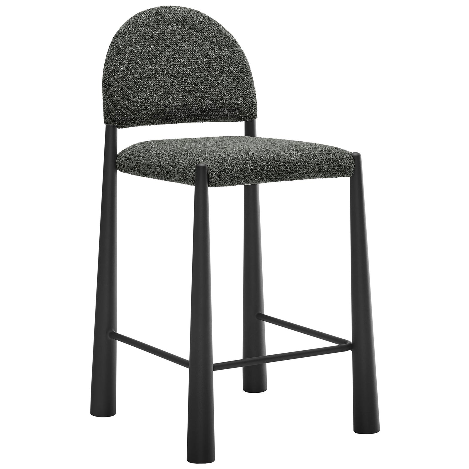 Mid-century silhouette with semi-circle back, square seat, and matte black tapered legs. || EEI-7221-BLK-ANT || front_angle_studio