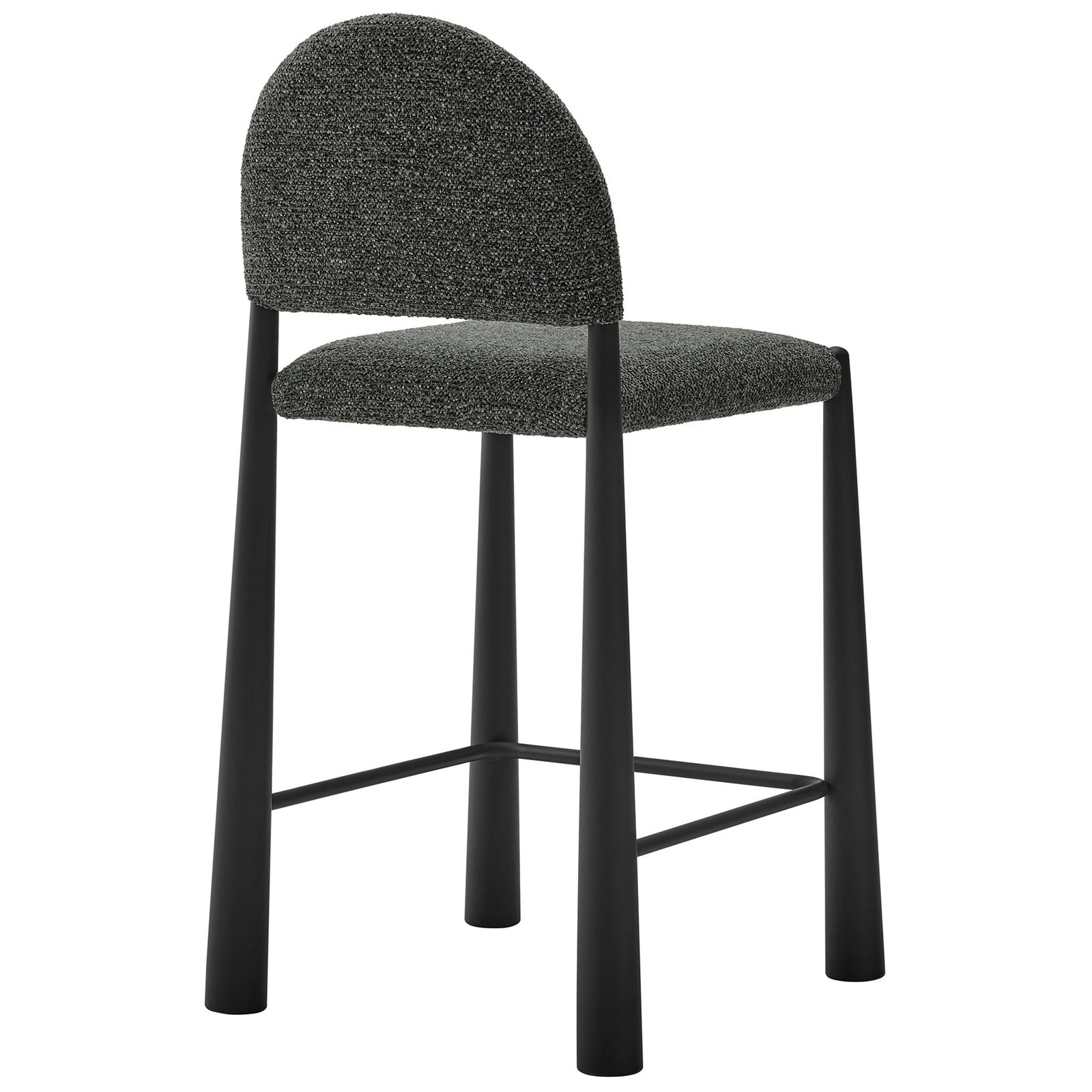 Rounded backrest and sculpted legs create a bold, modern look in black anthracite fabric. || EEI-7221-BLK-ANT || back_angle_studio