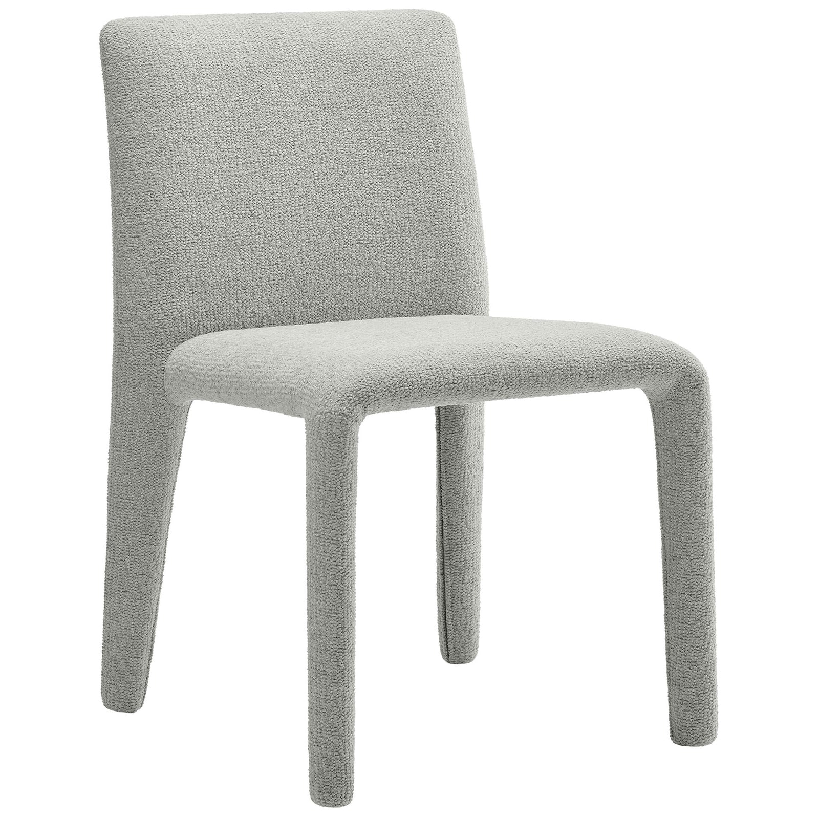 Modern Rhodes dining chair in soft dove gray chenille with a padded seat and high square backrest. || EEI-7222-DOV || front_angle_studio