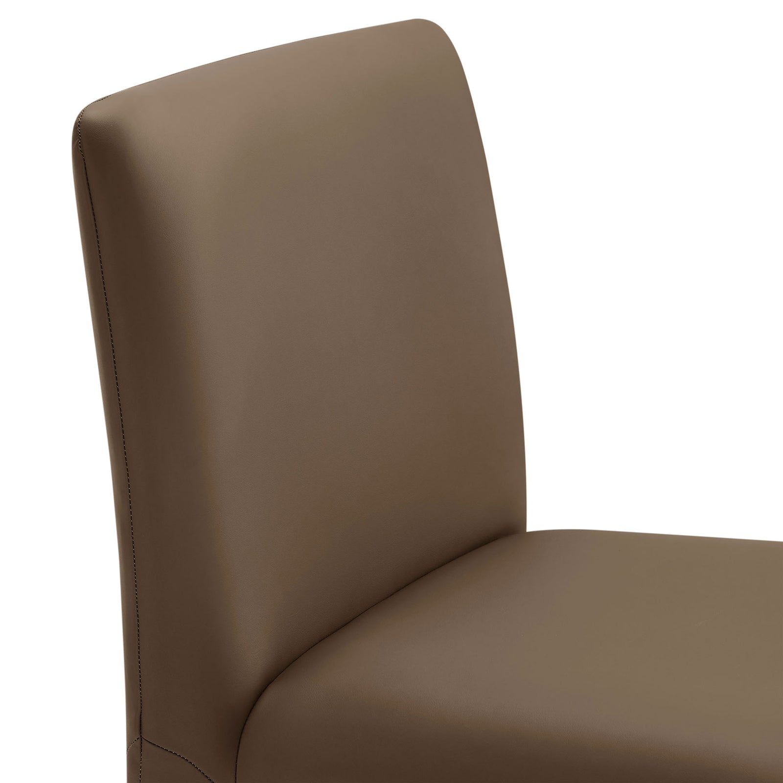 Padded backrest and seat detail highlighting the chair's seamless vegan leather upholstery || EEI-7223-MUS || detail_studio