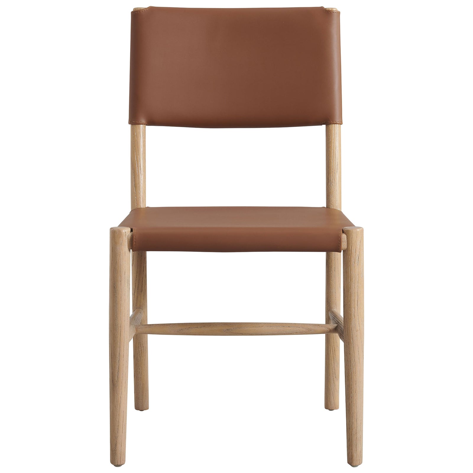 Vegan leather dining chair with clean lines and natural wood frame for modern, inviting seating || EEI-7240-NAT-SDL || front_studio