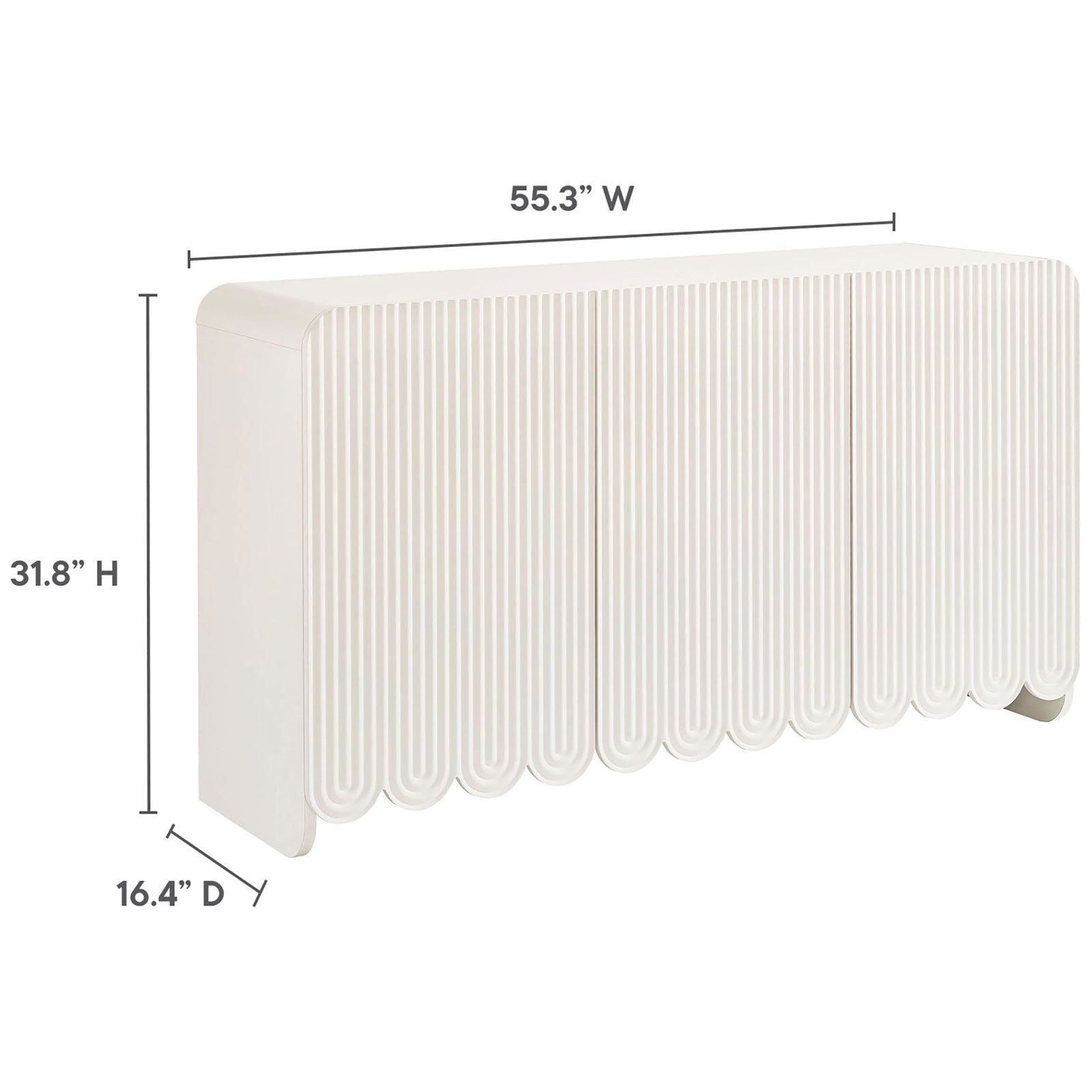Dimension graphic showing the sideboard height, width, and depth for easy space planning || EEI-7241-WHI || dimension_studio