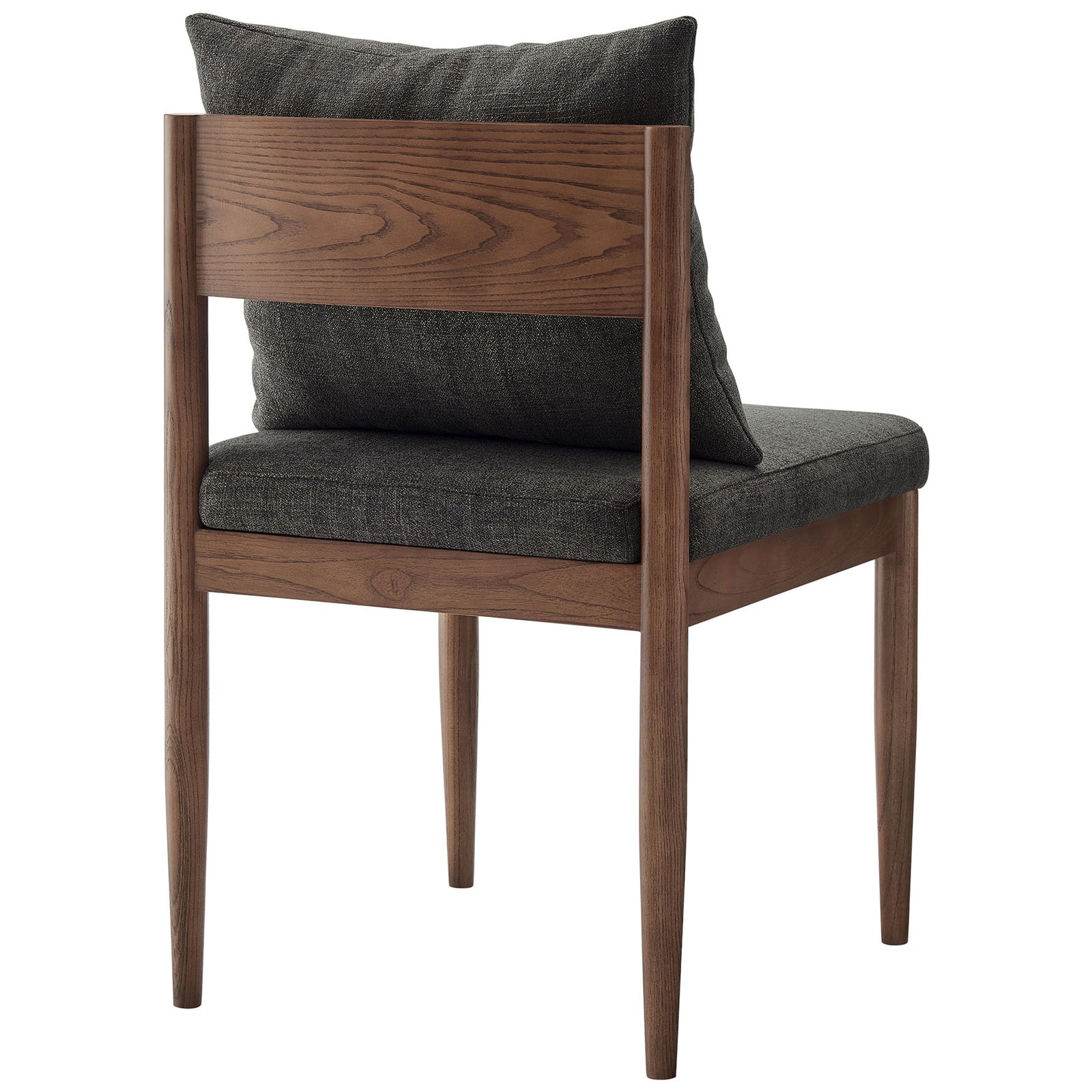 Remington dining chair featuring open grain wood backrest and charcoal upholstered seat and pillow. || EEI-7242-CHA || back_angle_studio