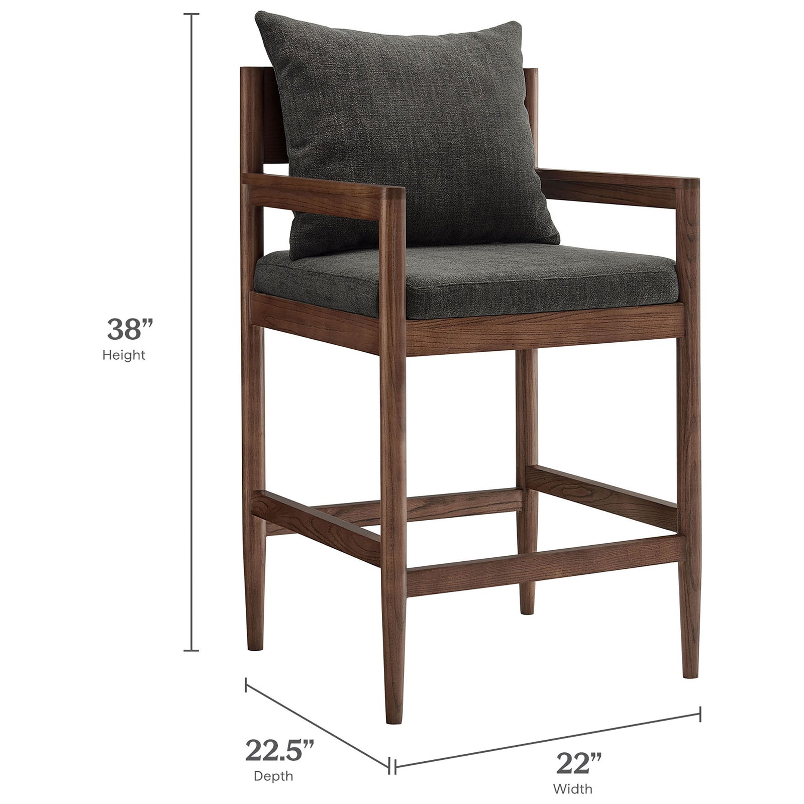 Comfortable proportions with a generous seat, supportive arms, and balanced height for versatile seating. || EEI-7244-CHA || dimension_studio