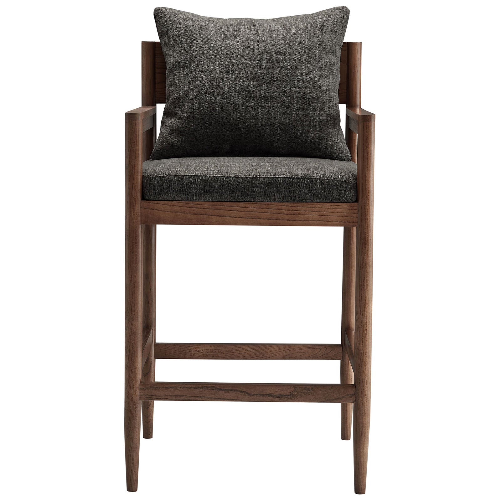 Charcoal seat and plush pillow pair with a sturdy elm frame and built-in footrest for lasting comfort. || EEI-7245-CHA || front_studio