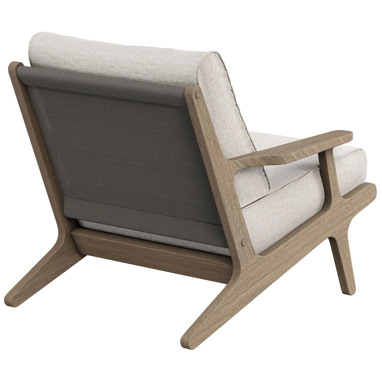 Saratoga pebble lounge chair with supportive slatted back and durable sling style base || EEI-7248-WGR-PEB || back_angle_studio
