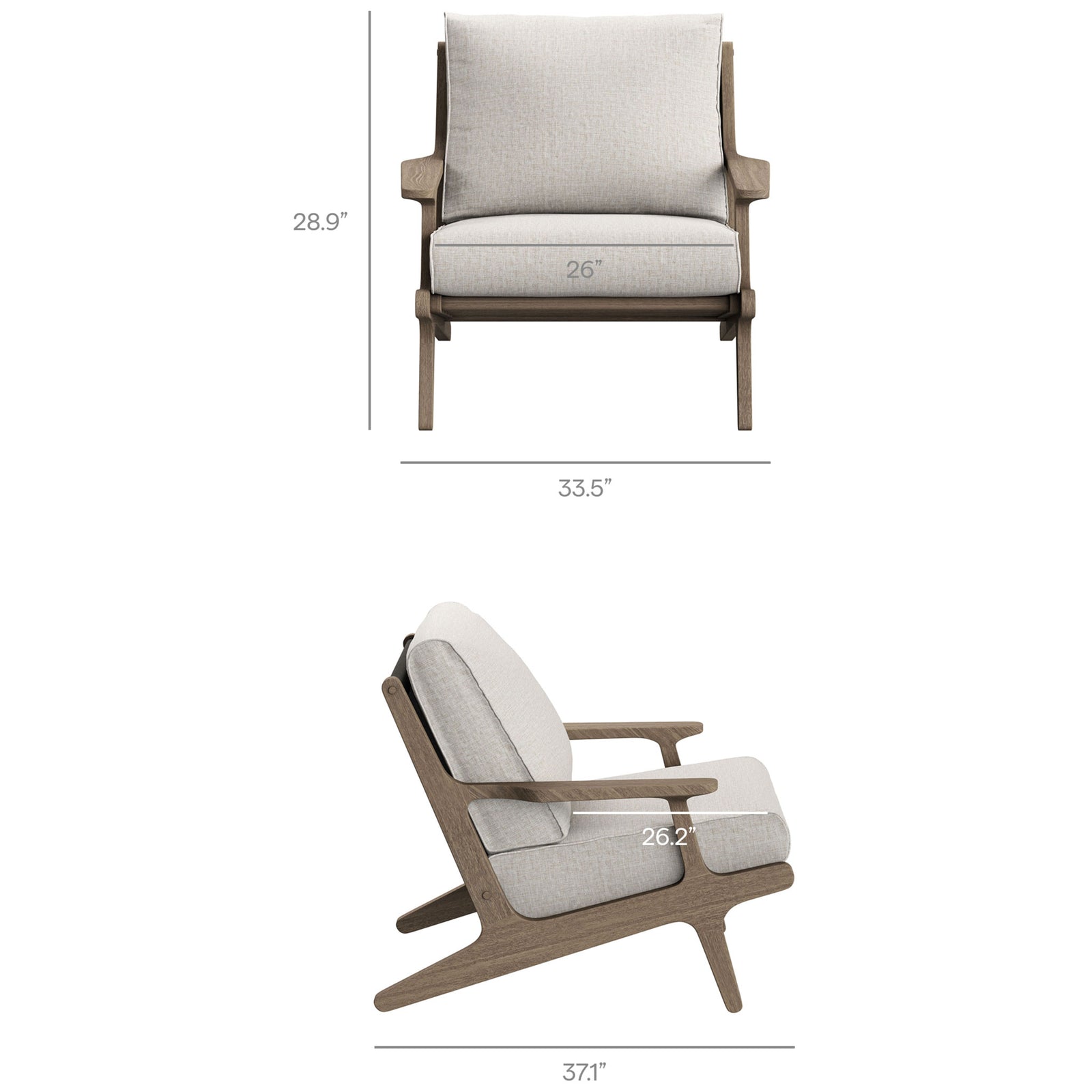Saratoga pebble lounge chair sized with wide seat and plush back cushion for spacious comfort || EEI-7248-WGR-PEB || dimension_studio