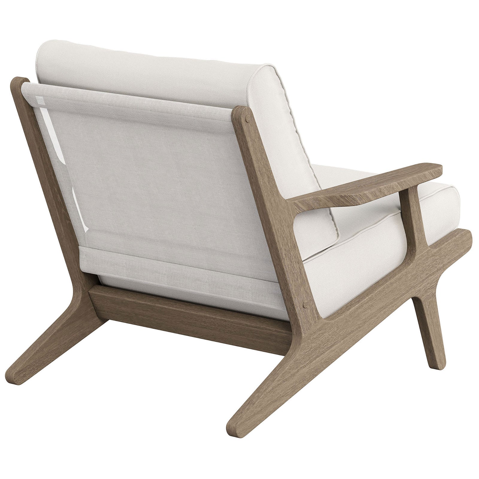 Saratoga white lounge chair with supportive slatted back and durable sling style base || EEI-7248-WGR-WHI || back_angle_studio