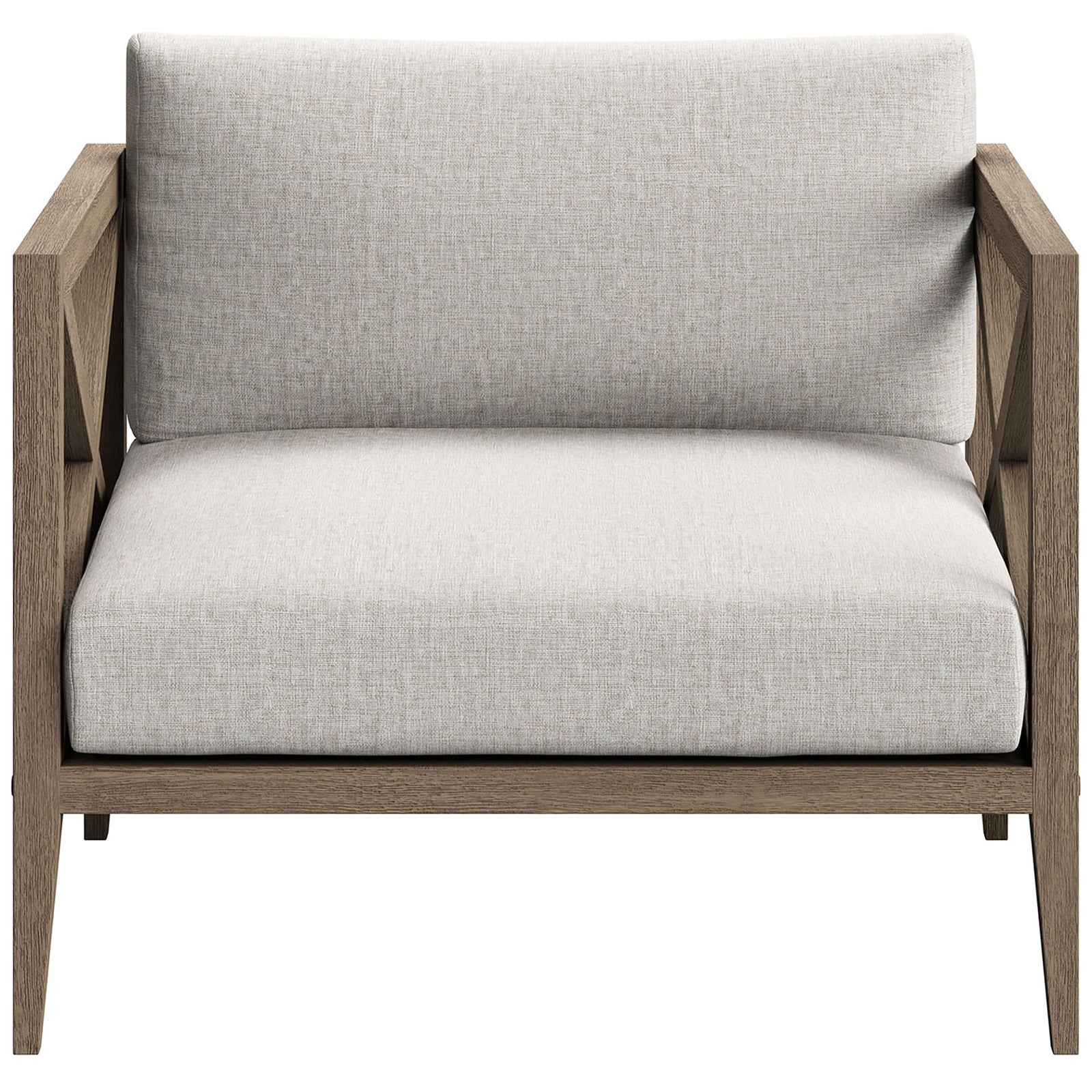Generous Northlake teak lounge chair with supportive back and pebble cushions for relaxed outdoor comfort || EEI-7252-WGR-PEB || front_studio