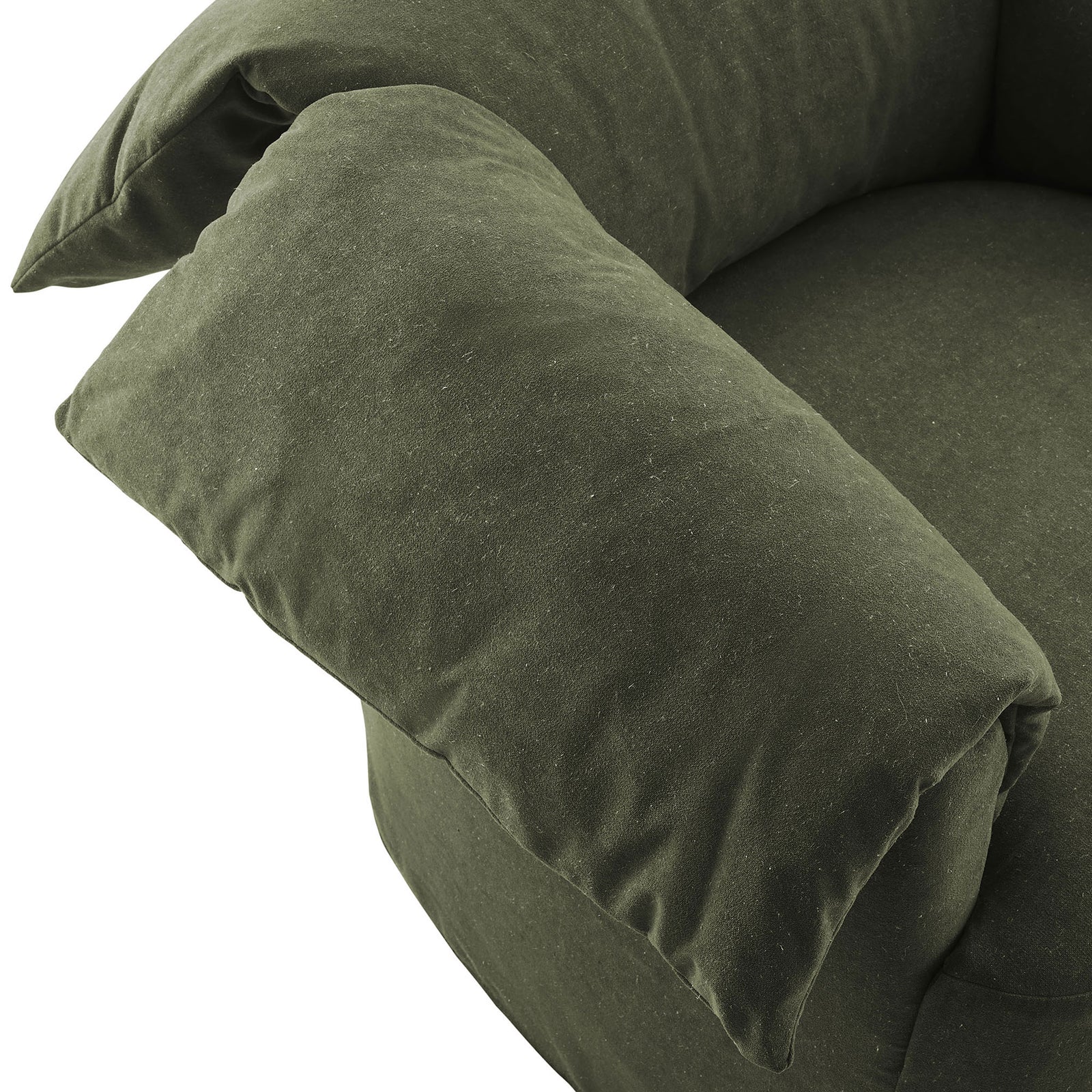 Plush down-blend arm pillow and textured linen-blend fabric for cozy, sink-in comfort || EEI-7259-SGE || detail_studio