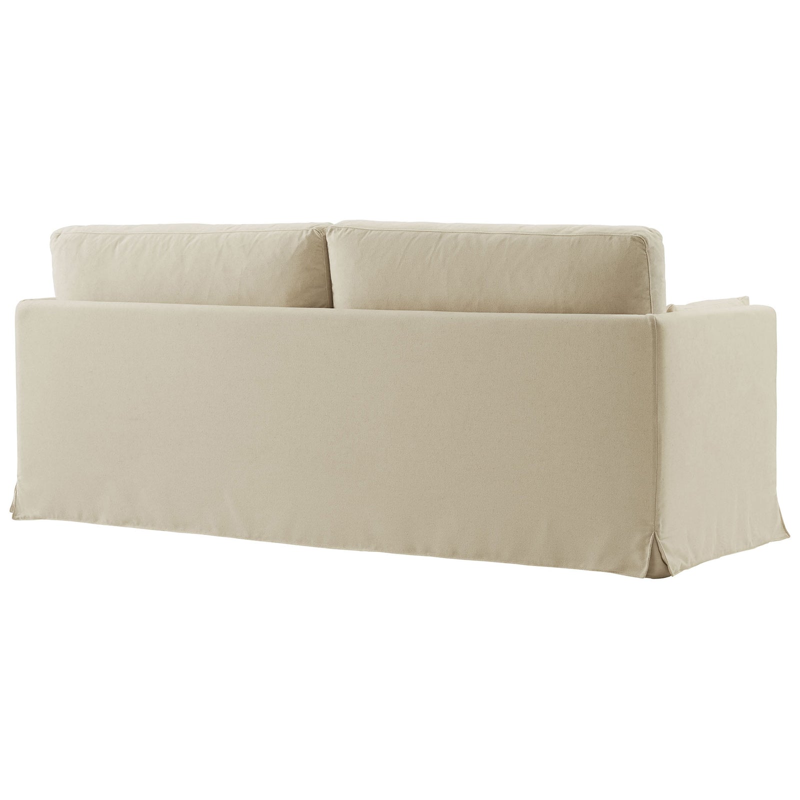 Linen slipcovered sofa with smooth tailored back and floor-length skirt for a clean silhouette || EEI-7260-LIN || back_studio