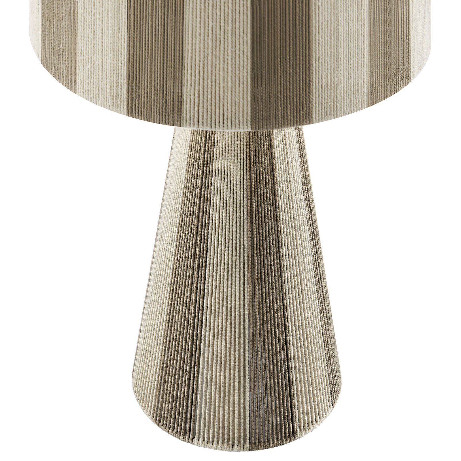 Tapered cobblestone base wrapped in cotton thread emphasizes the lamp's subtle striping. || EEI-7261-COB || leg_studio