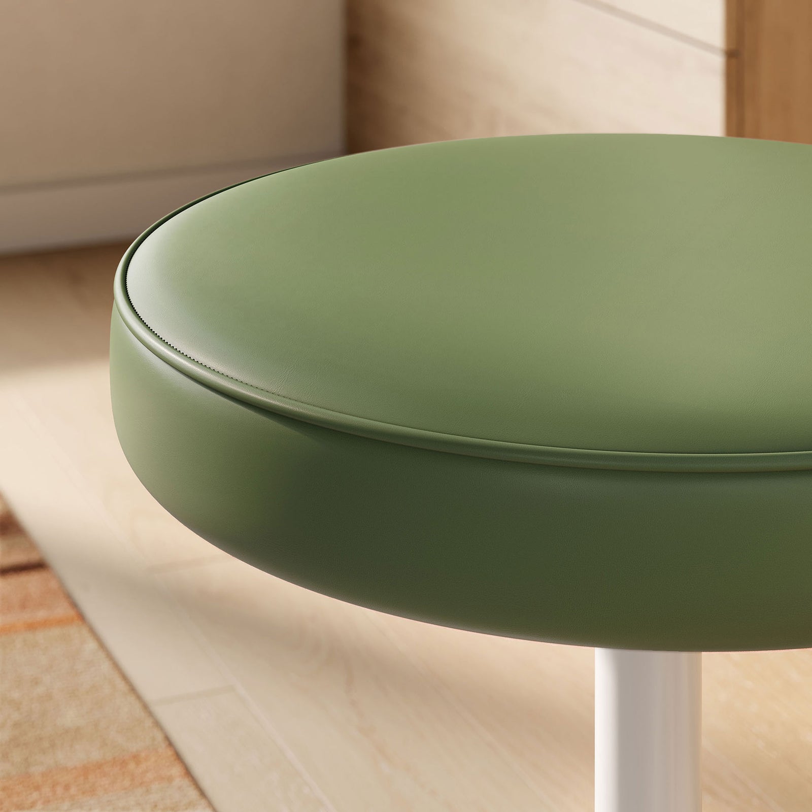 Lipton Vegan Leather Round Stool Leaf