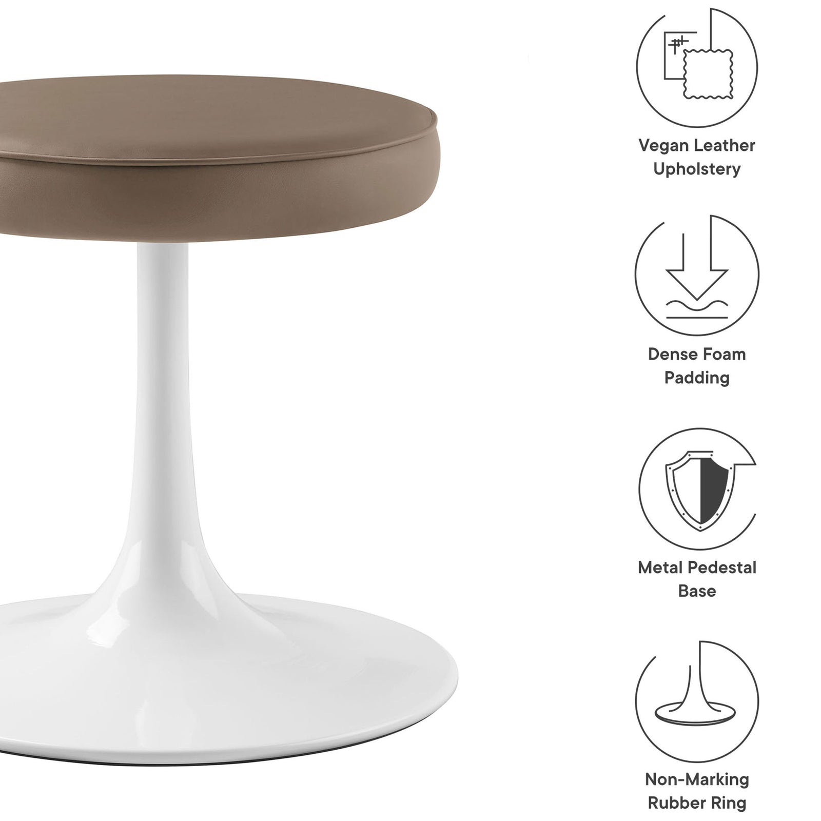 Lipton Vegan Leather Round Stool Mushroom Brown