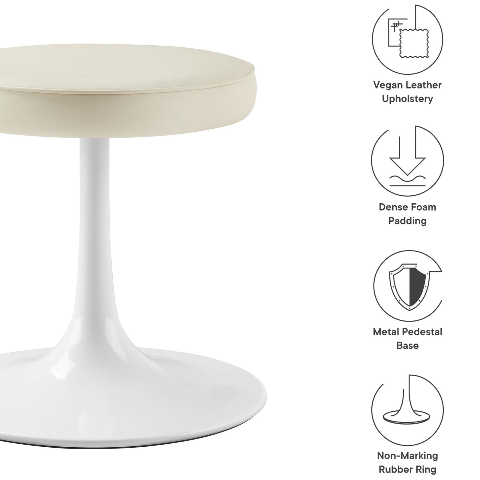 Lipton Vegan Leather Round Stool Stone