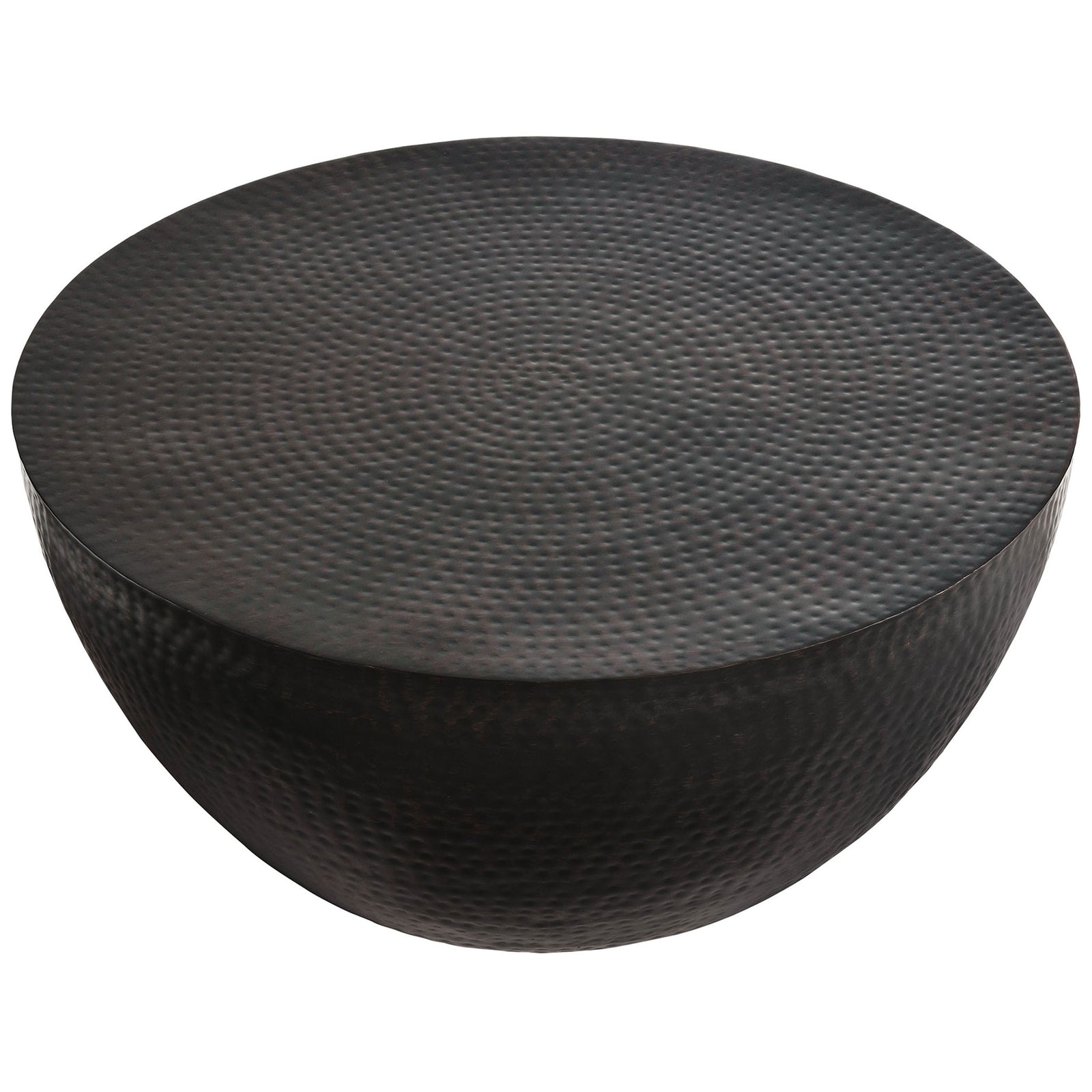 Spacious round top highlights the hammered metal finish for a striking focal point || EEI-7279-BLK || top_angle_studio