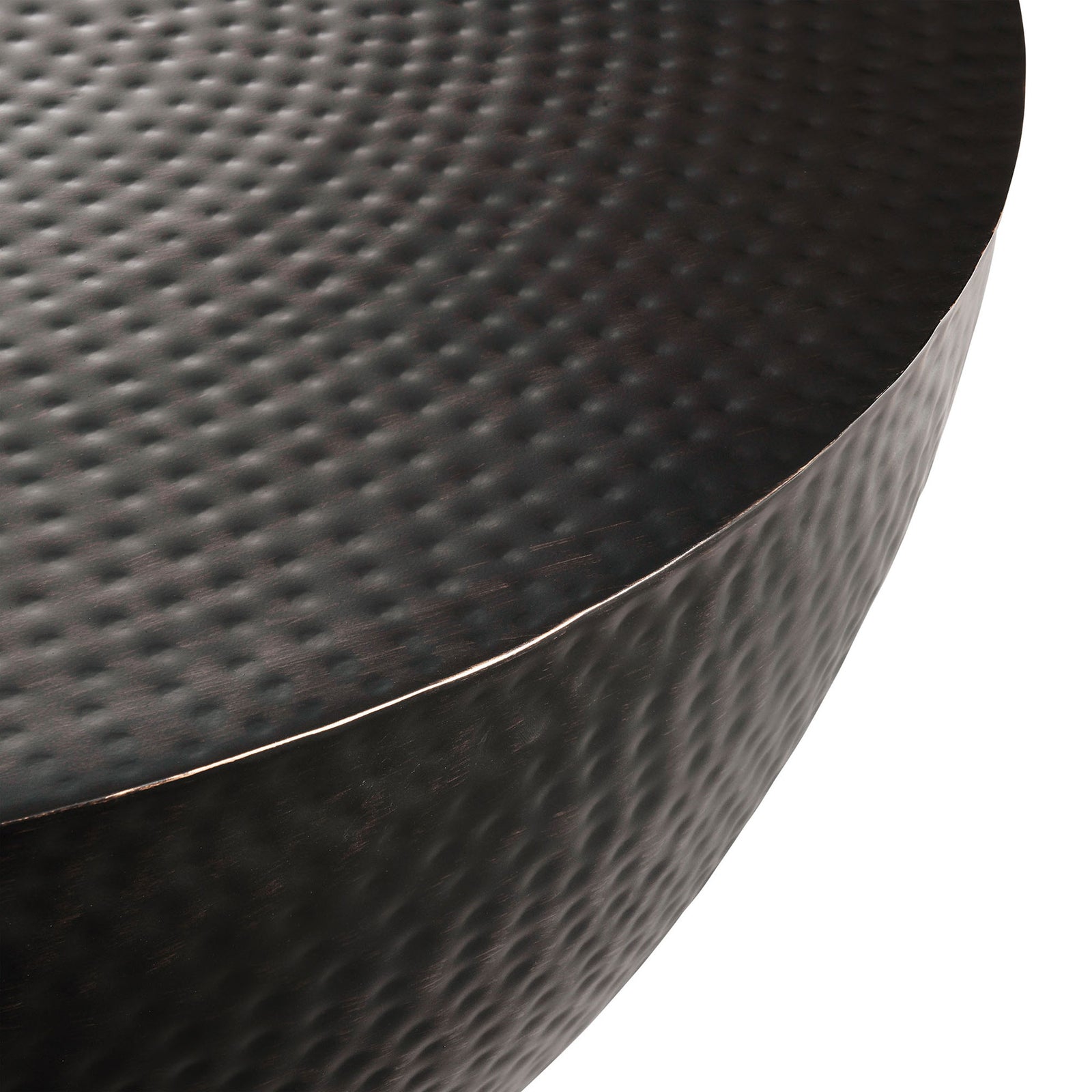 Artisanal hammered metal surface with subtle sheen and softly rounded edge || EEI-7279-BLK || detail_studio